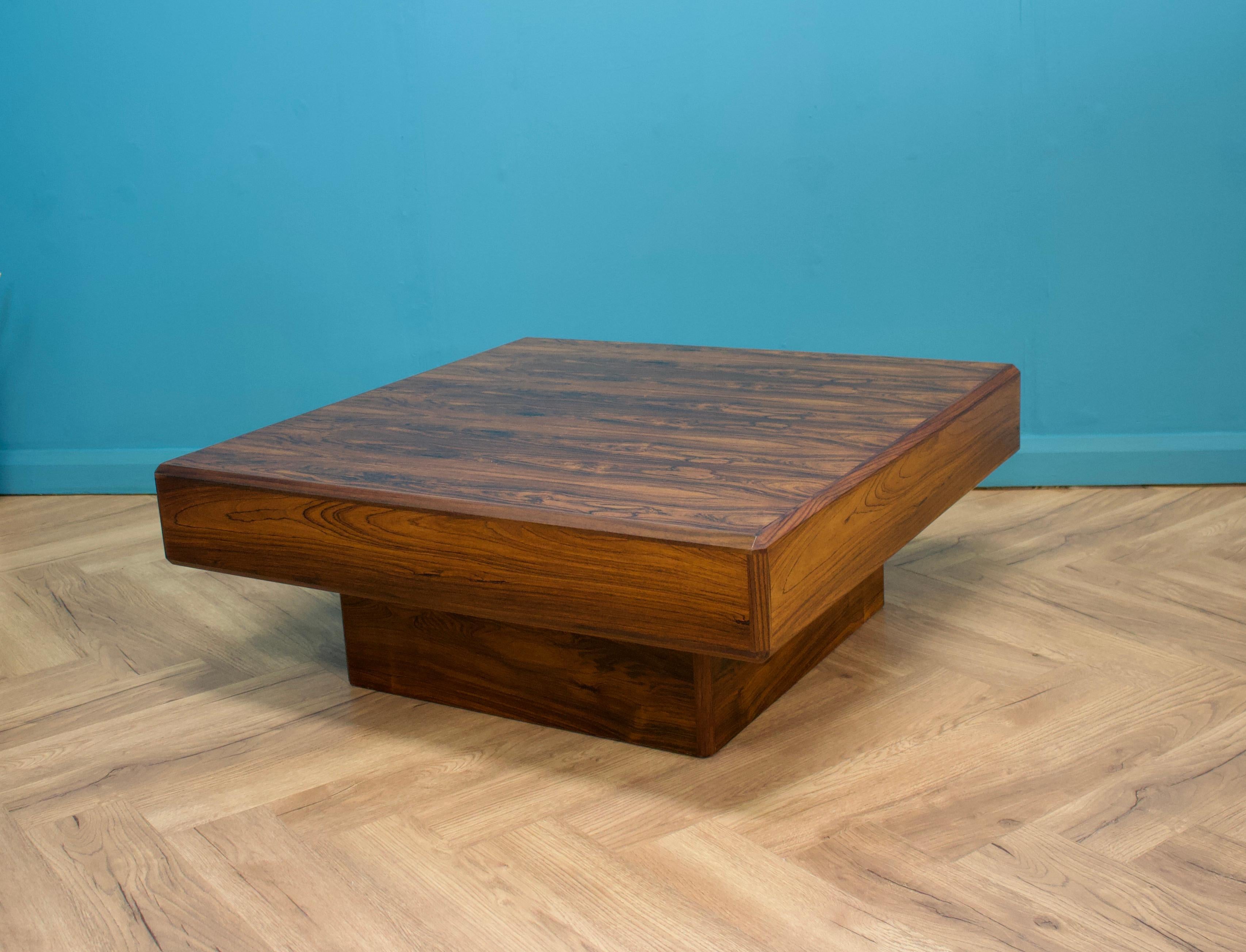 Late Mid Century Rosewood Square Coffee Table by Howard Keith for Heals, 1970s 2