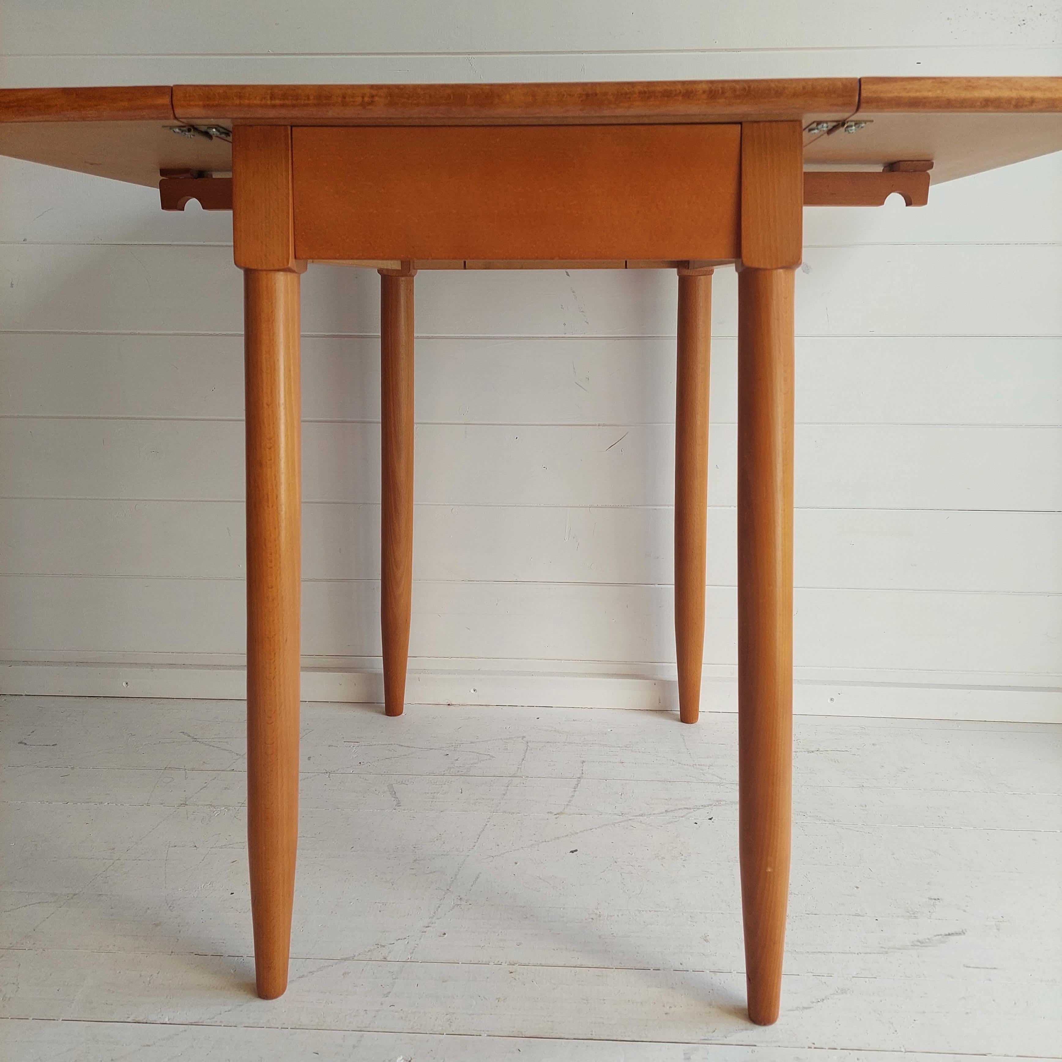 Late Mid-Century Wood Effect Laminate Drop Leaf Kitchen Dining Table 10
