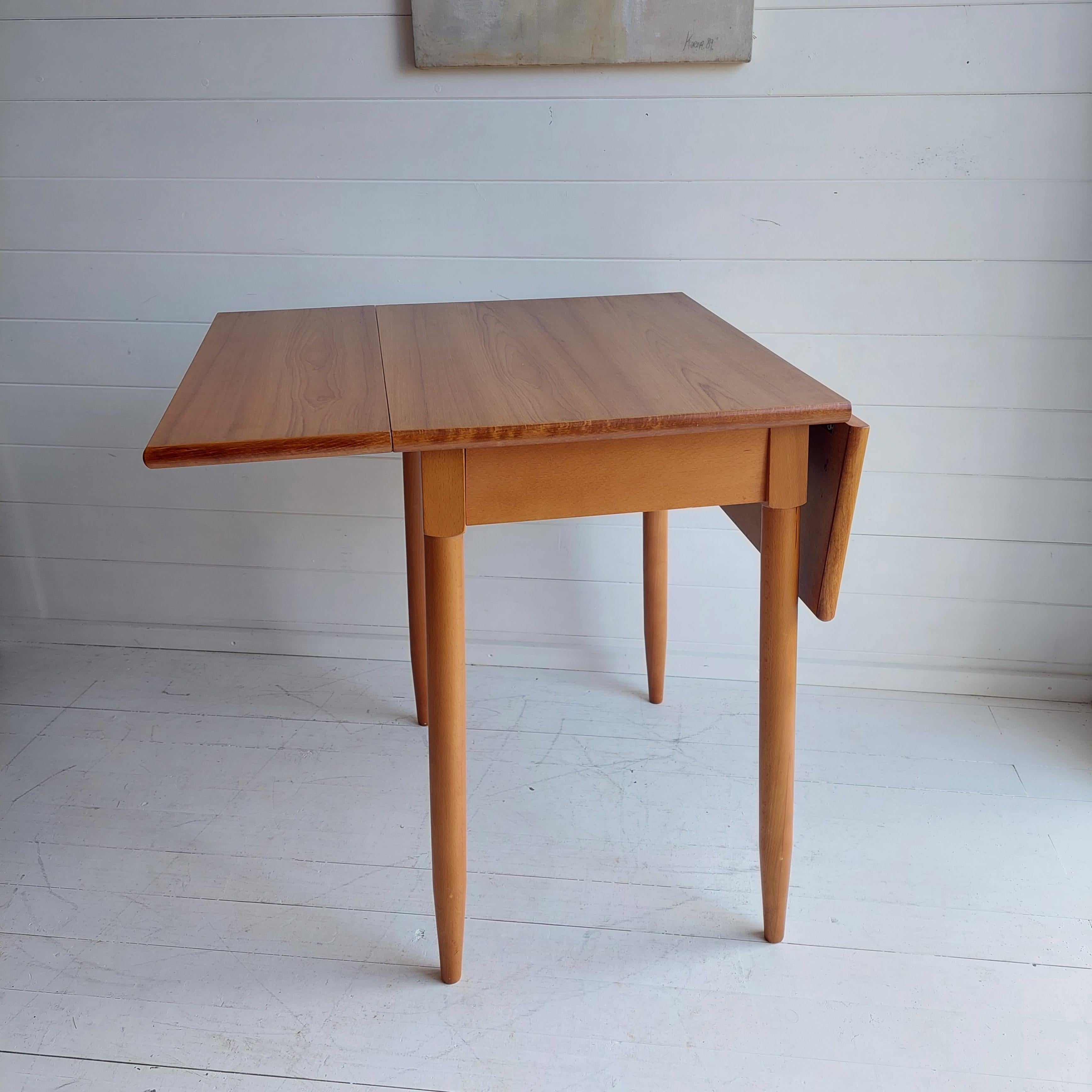 Scandinavian Modern Late Mid-Century Wood Effect Laminate Drop Leaf Kitchen Dining Table
