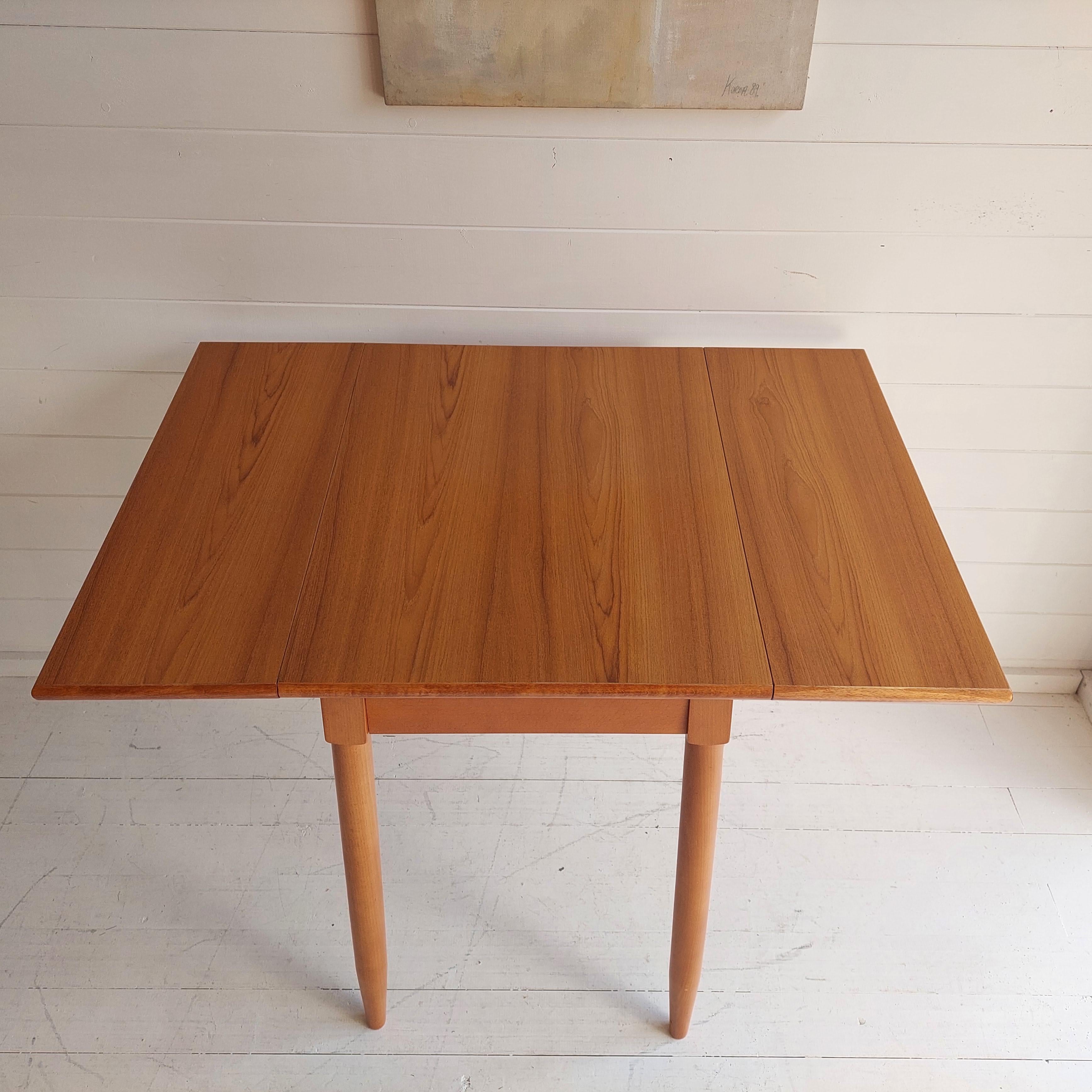 Late Mid-Century Wood Effect Laminate Drop Leaf Kitchen Dining Table 1