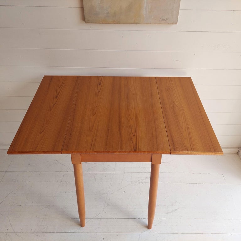 Late Mid-Century Wood Effect Laminate Drop Leaf Kitchen Dining Table For Sale at 1stDibs