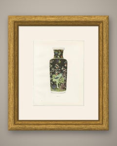 Late Ming Famille Noire Cylindrical Vase, Prunus and Blue Bird, Plate 1911