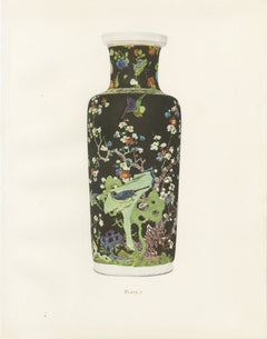 Late Ming Famille Noire Cylindrical Vase, Prunus and Blue Bird, Plate 1911