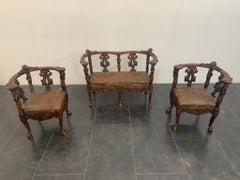 Late Neo Renaissance Living Room Set, Set of 3