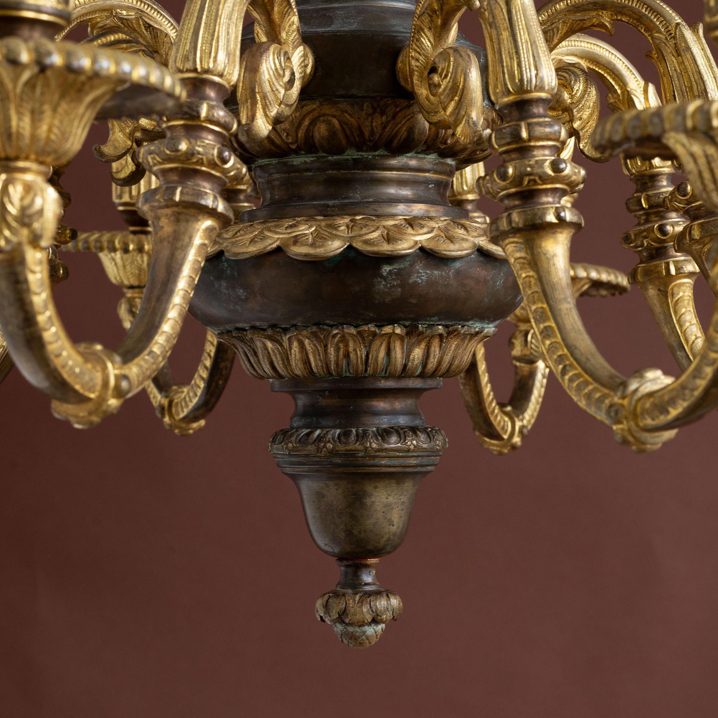 Lustre en bronze doré de la fin du XIXe siècle en vente 5