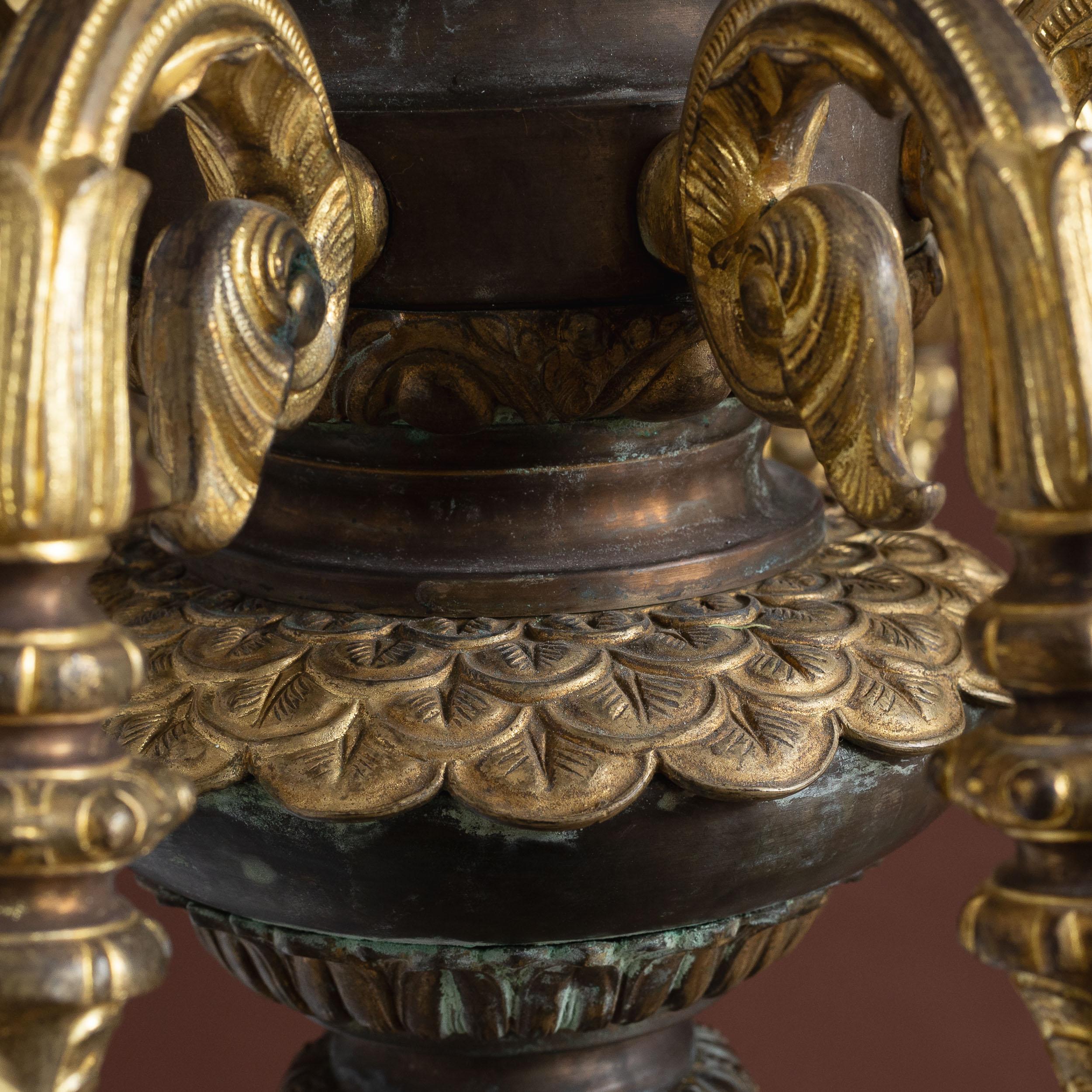 Lustre en bronze doré de la fin du XIXe siècle en vente 6
