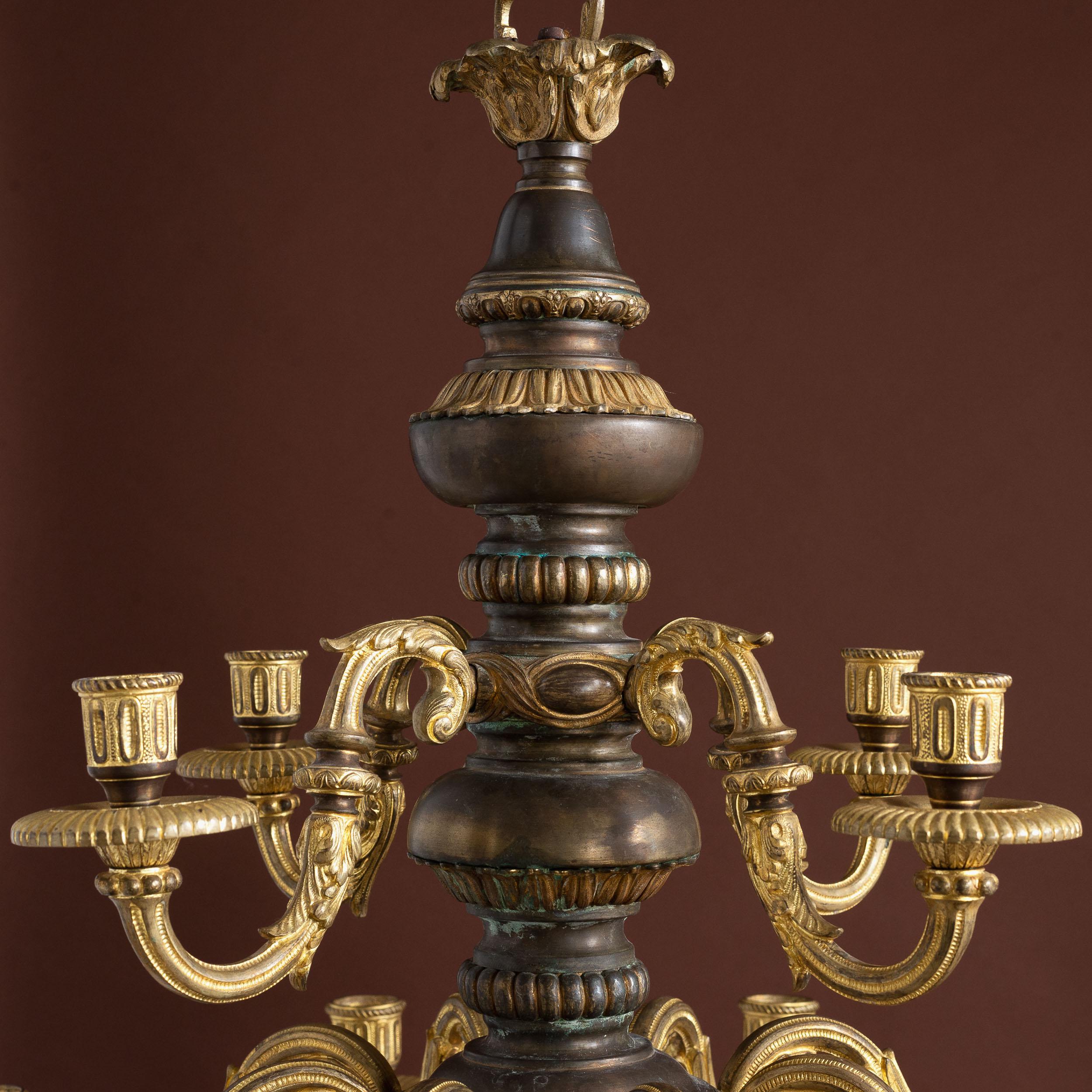 Lustre en bronze doré de la fin du XIXe siècle en vente 3