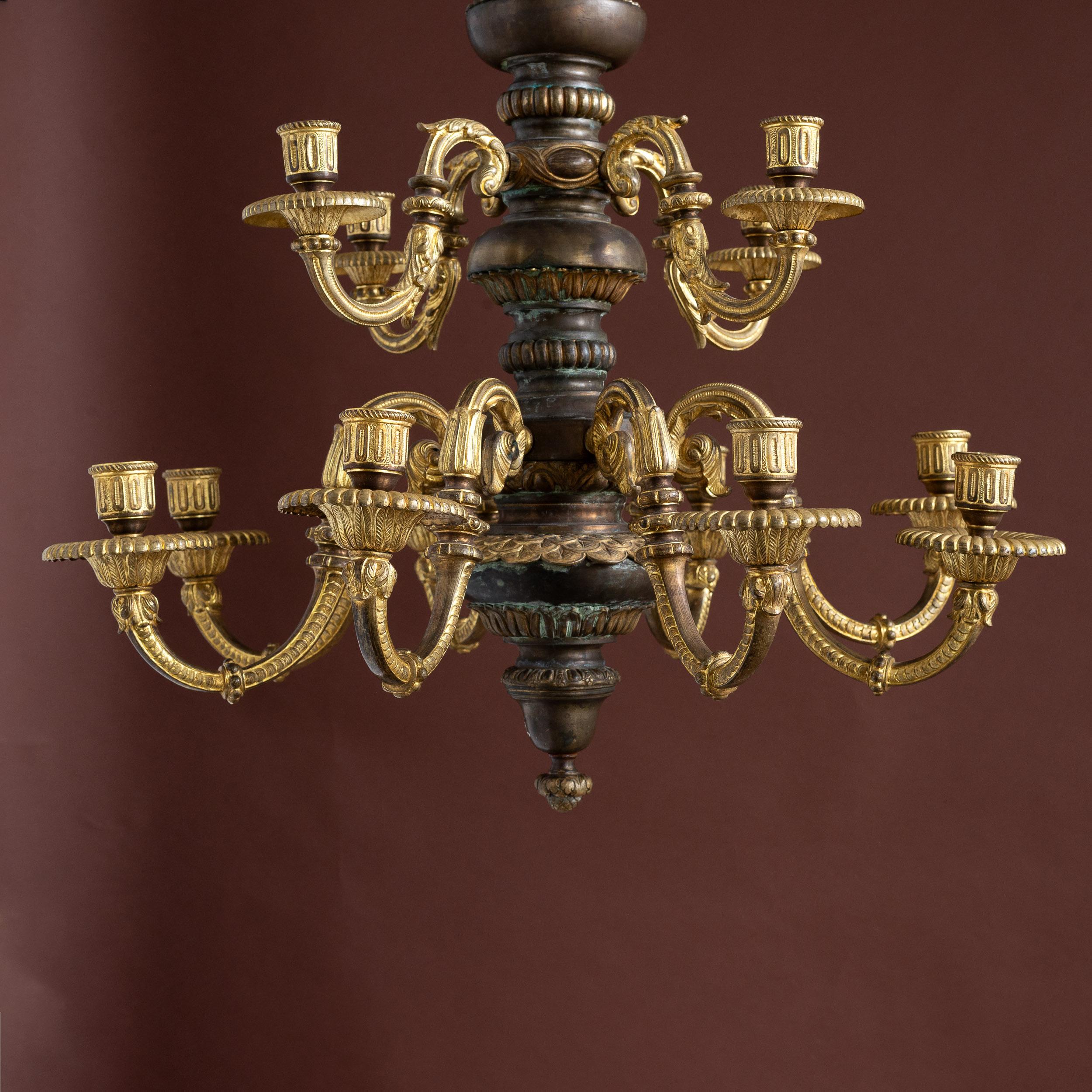 Lustre en bronze doré de la fin du XIXe siècle en vente 4