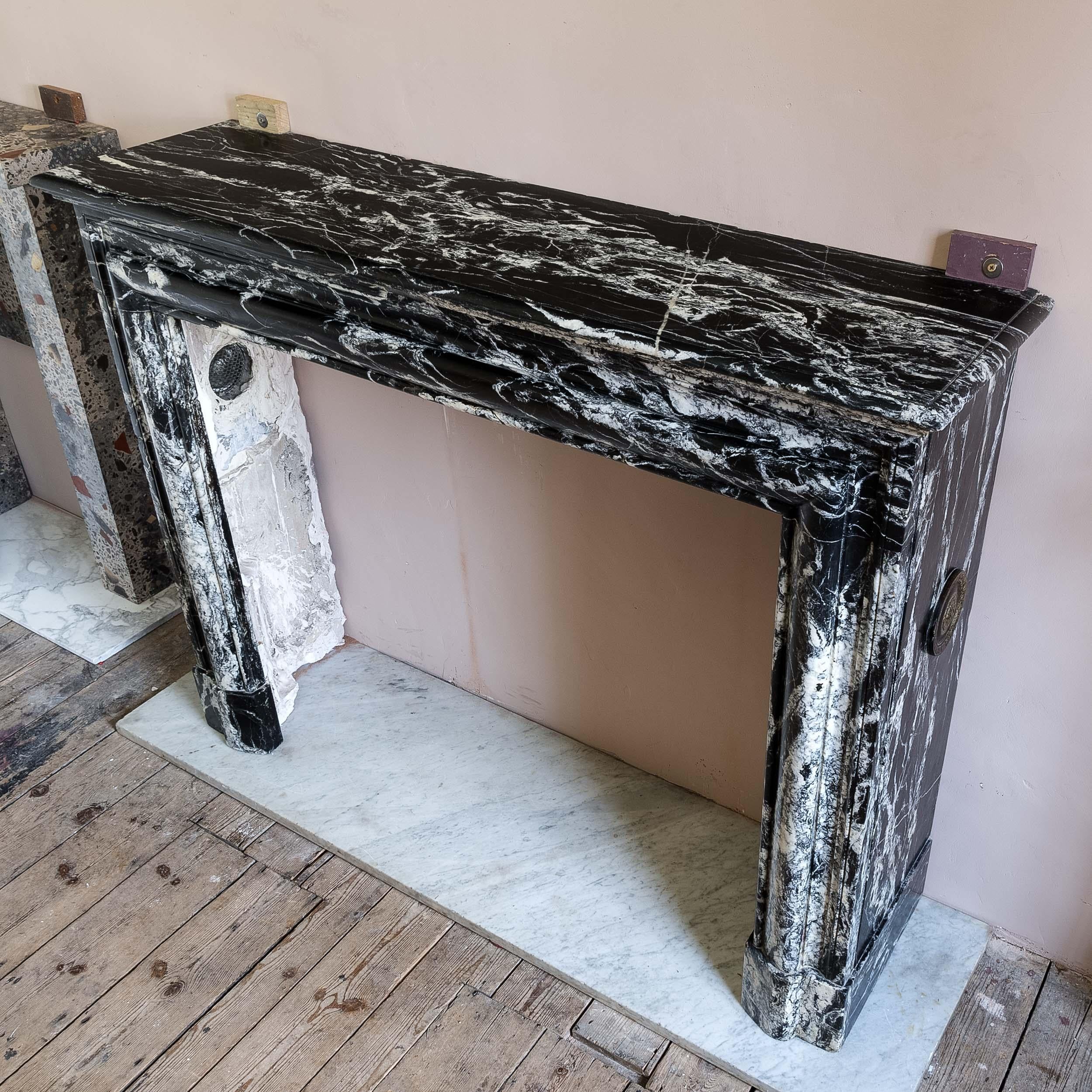 Late Nineteenth Century French Nero Marquina Fireplace 5