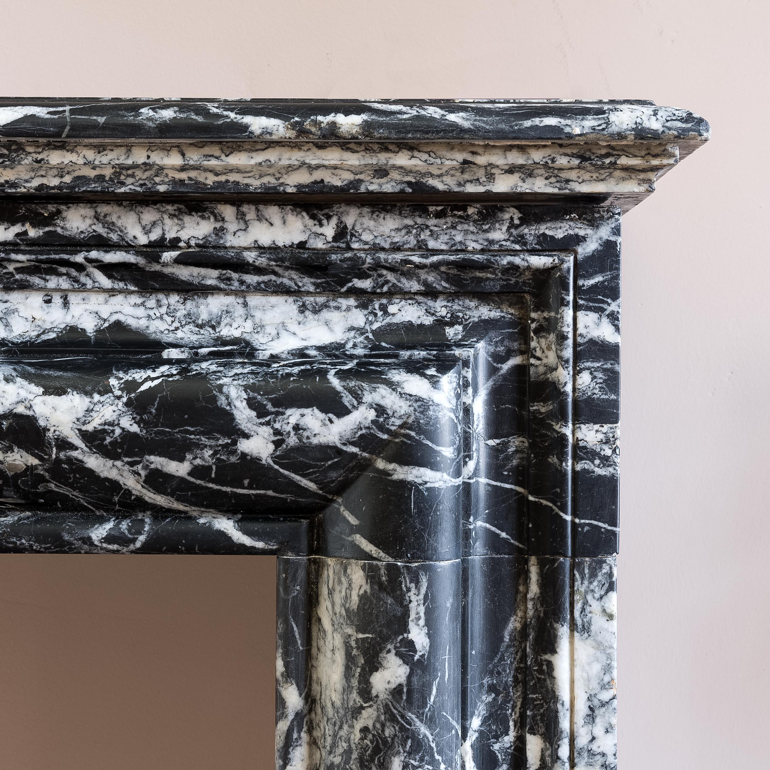 Marble Late Nineteenth Century French Nero Marquina Fireplace