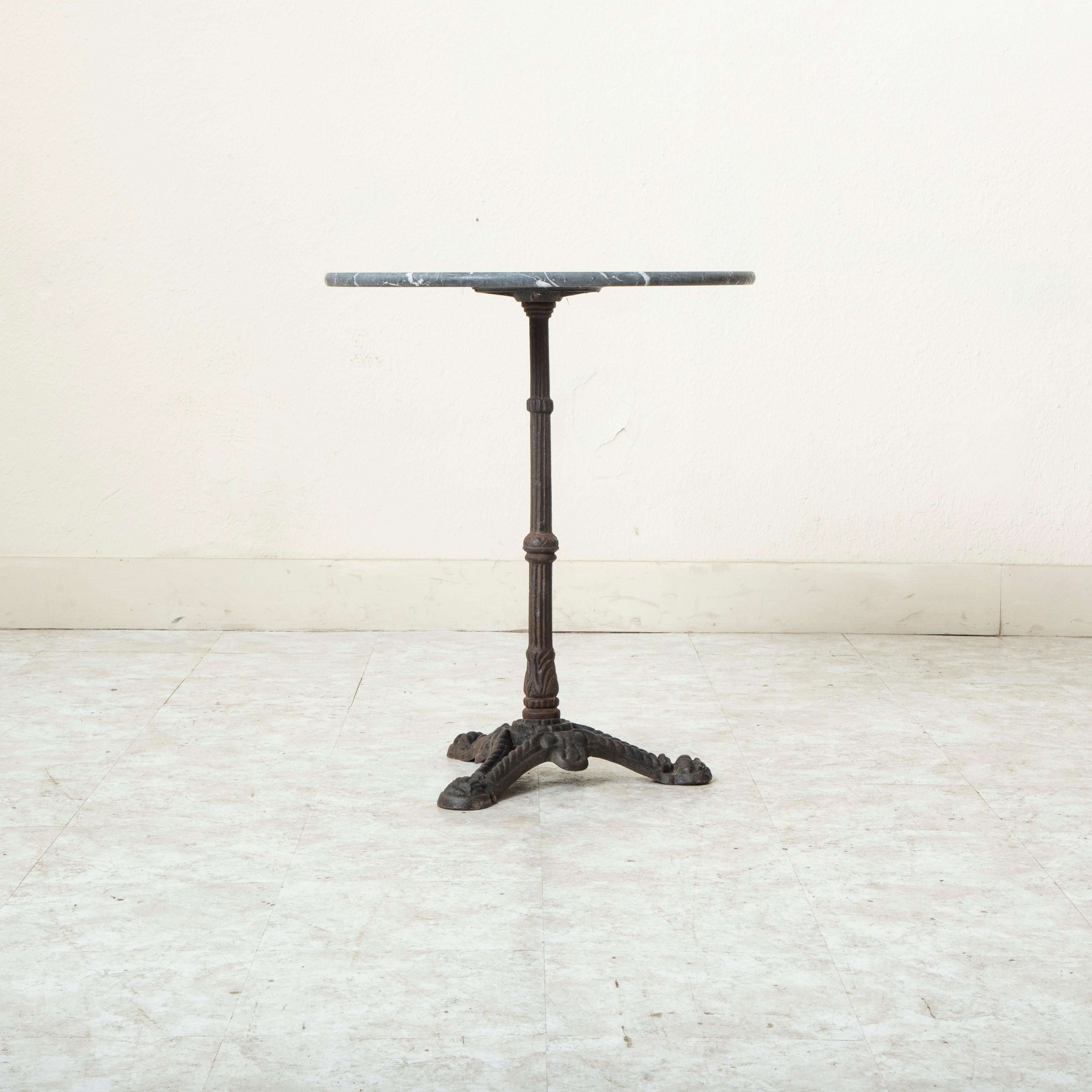 19th Century Late Nineteenth Century French Round Iron and Marble Bistro Table or Cafe Table