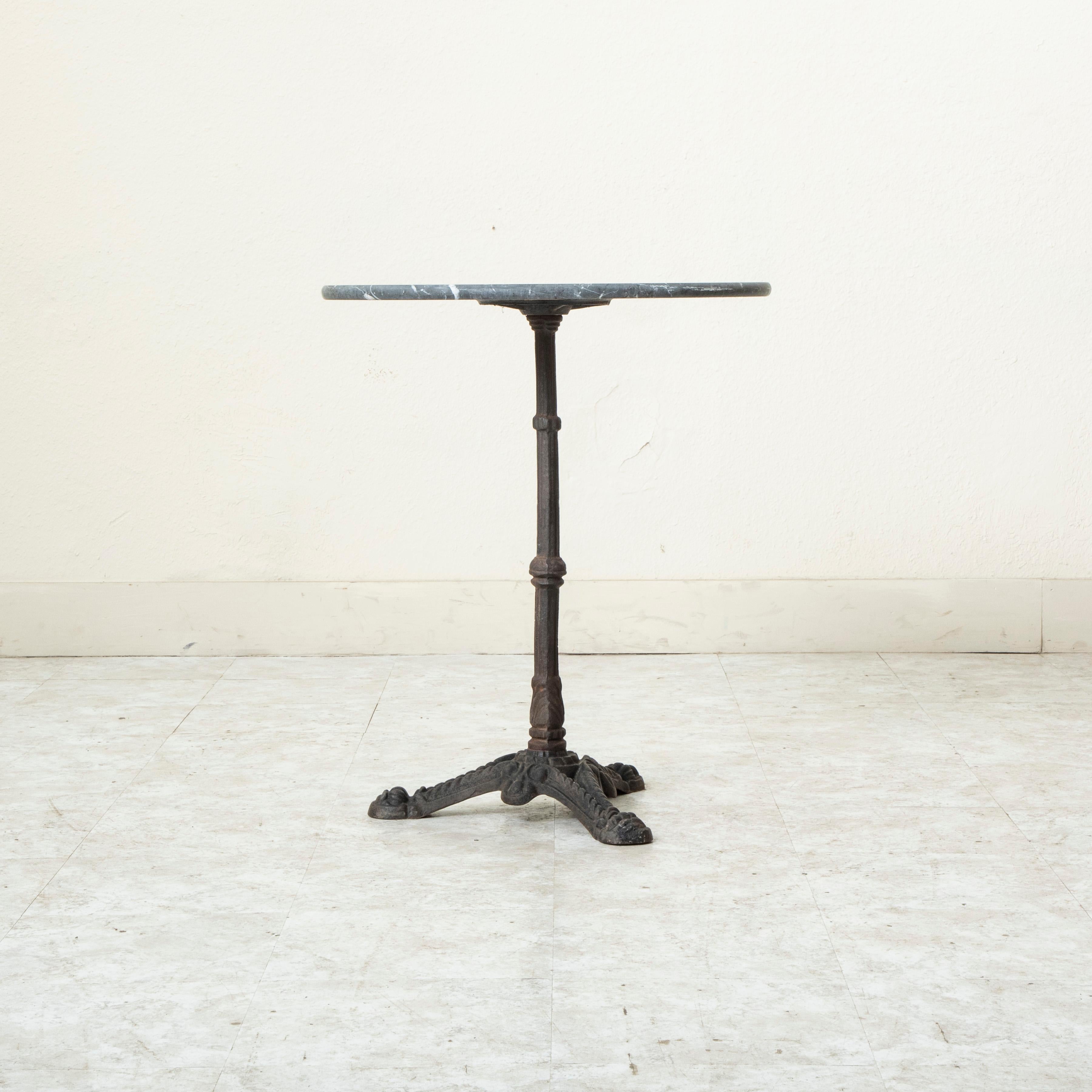 Late Nineteenth Century French Round Iron and Marble Bistro Table or Cafe Table 1