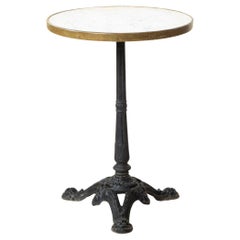Late Nineteenth Century Iron and Marble Bistro Table or Cafe Table, Brass Trim