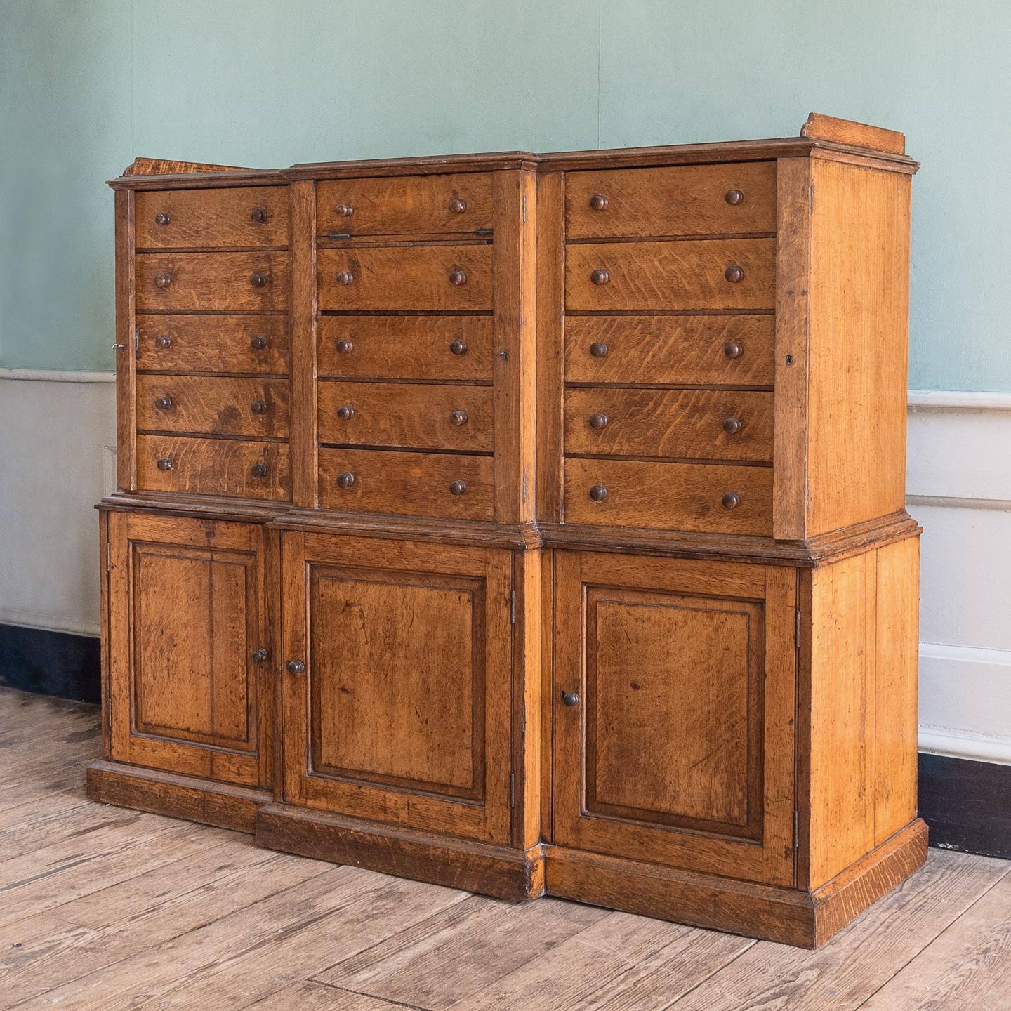 Late Victorian Late 19th Century Oak Wellington Cabinet
