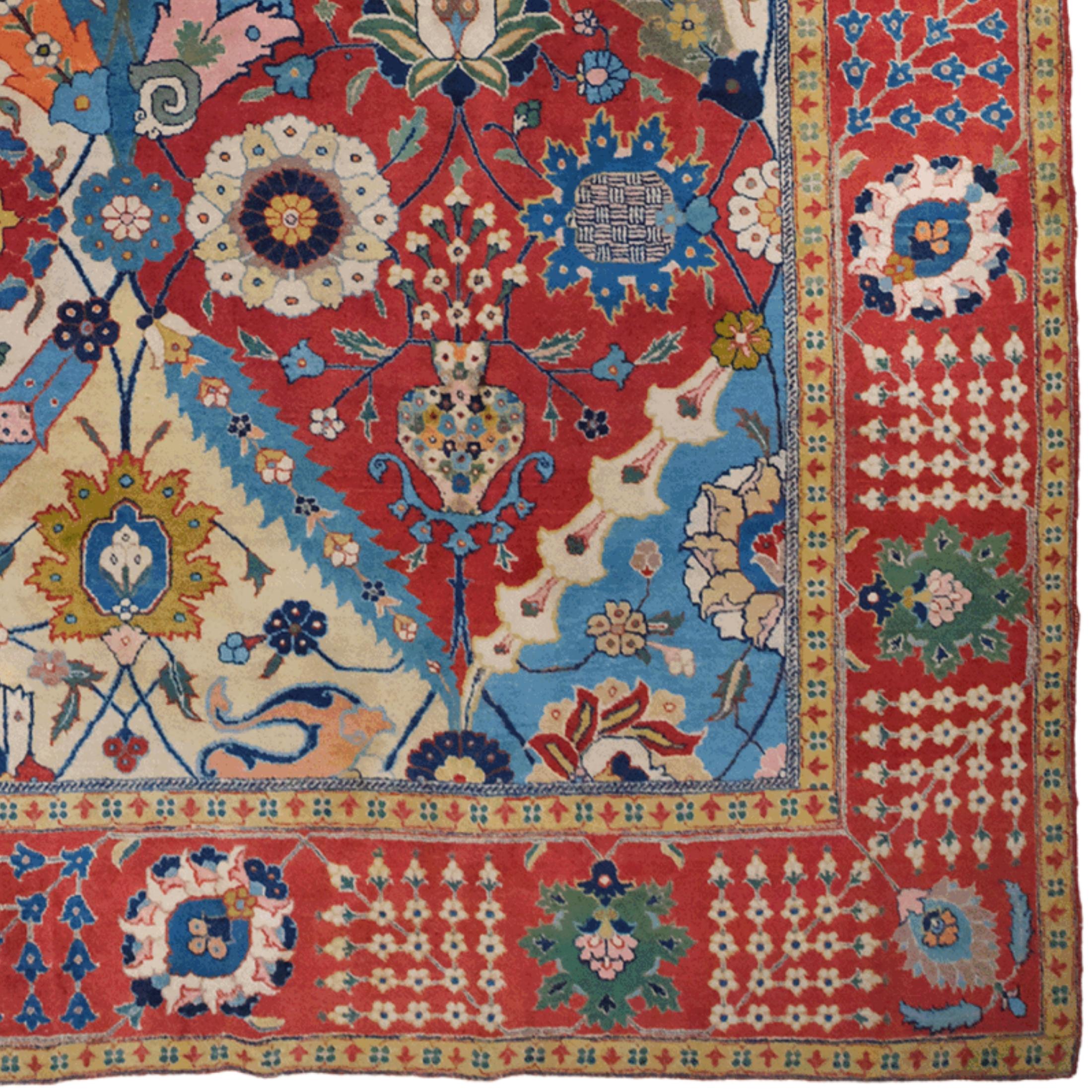 Fin du 19e siècle Tapis ancien Benlian Tebriz Bon état - En vente à Sultanahmet, 34
