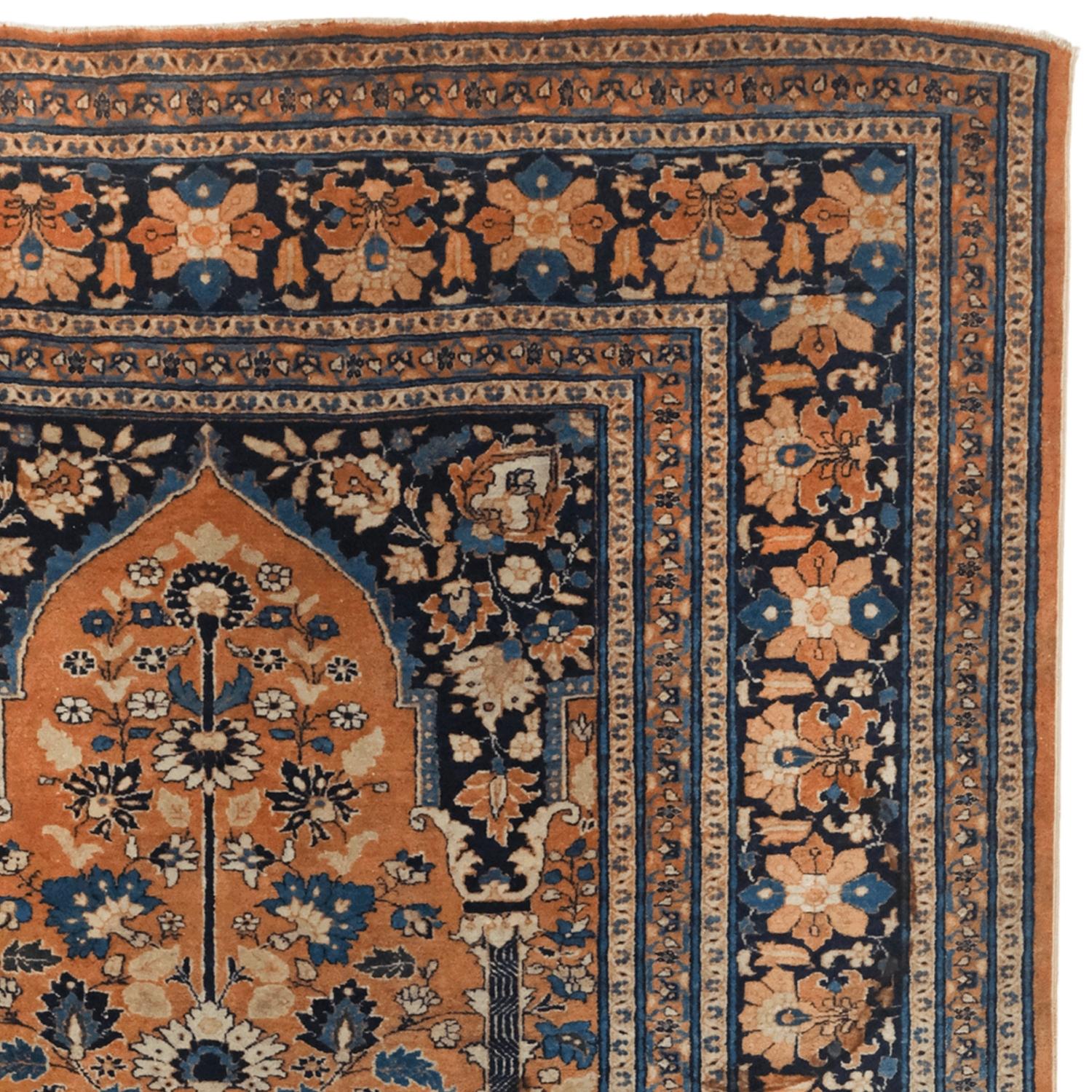 Tessuto a mano Tappeto antico Hadji Jalili Tabriz della fine del XIX secolo in vendita
