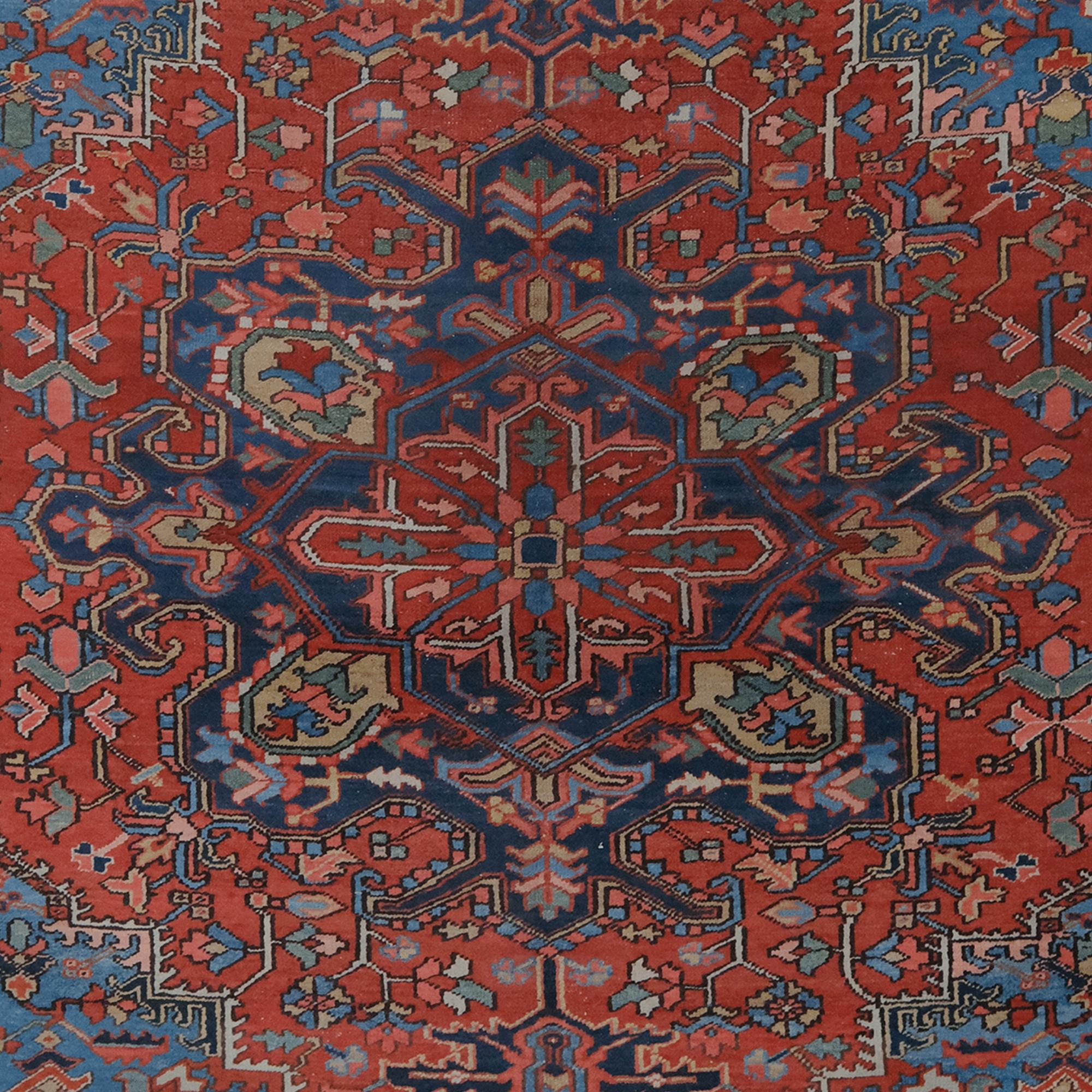 Persian Late of 19th Century Antique Heriz Carpet For Sale