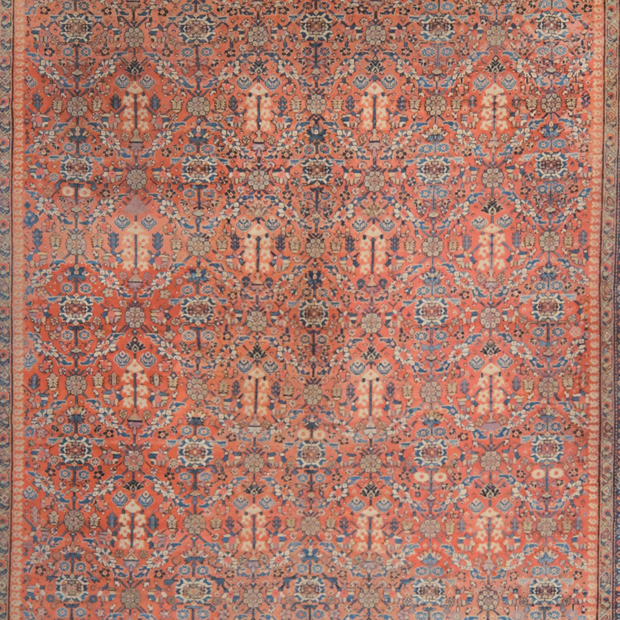 Persian Late of 19th Century Antique Mahal Carpet For Sale
