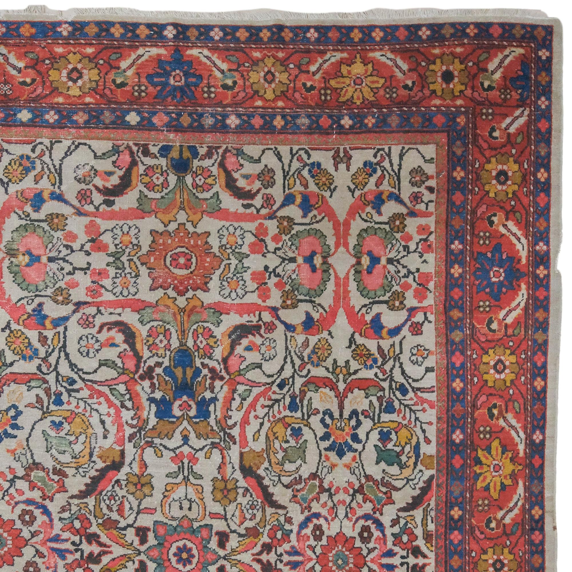 Hand-Woven Late of 19th Century Antique Mahal Carpet For Sale