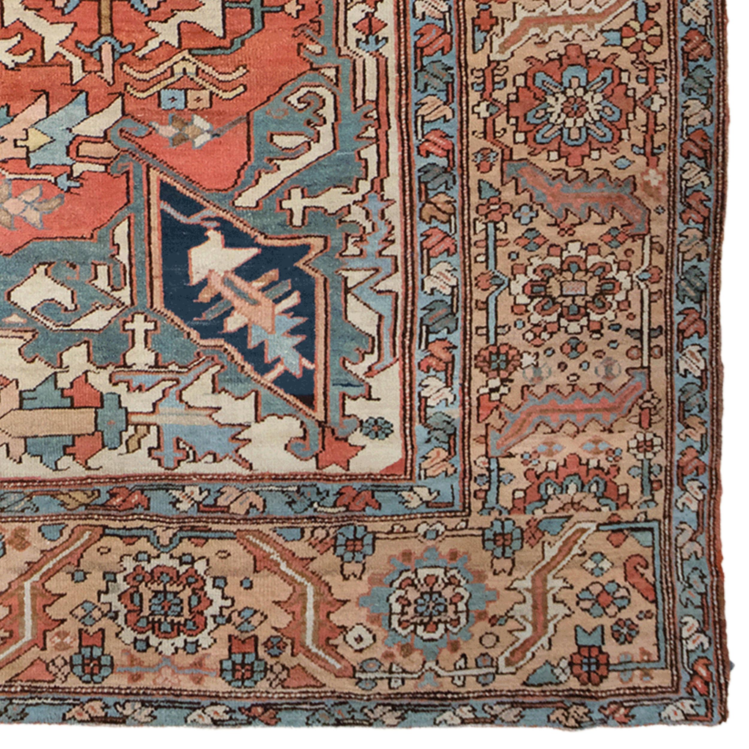 Late of 19th Century Antique Persian Heriz Carpet - Antique Wool Heriz Carpet For Sale 2