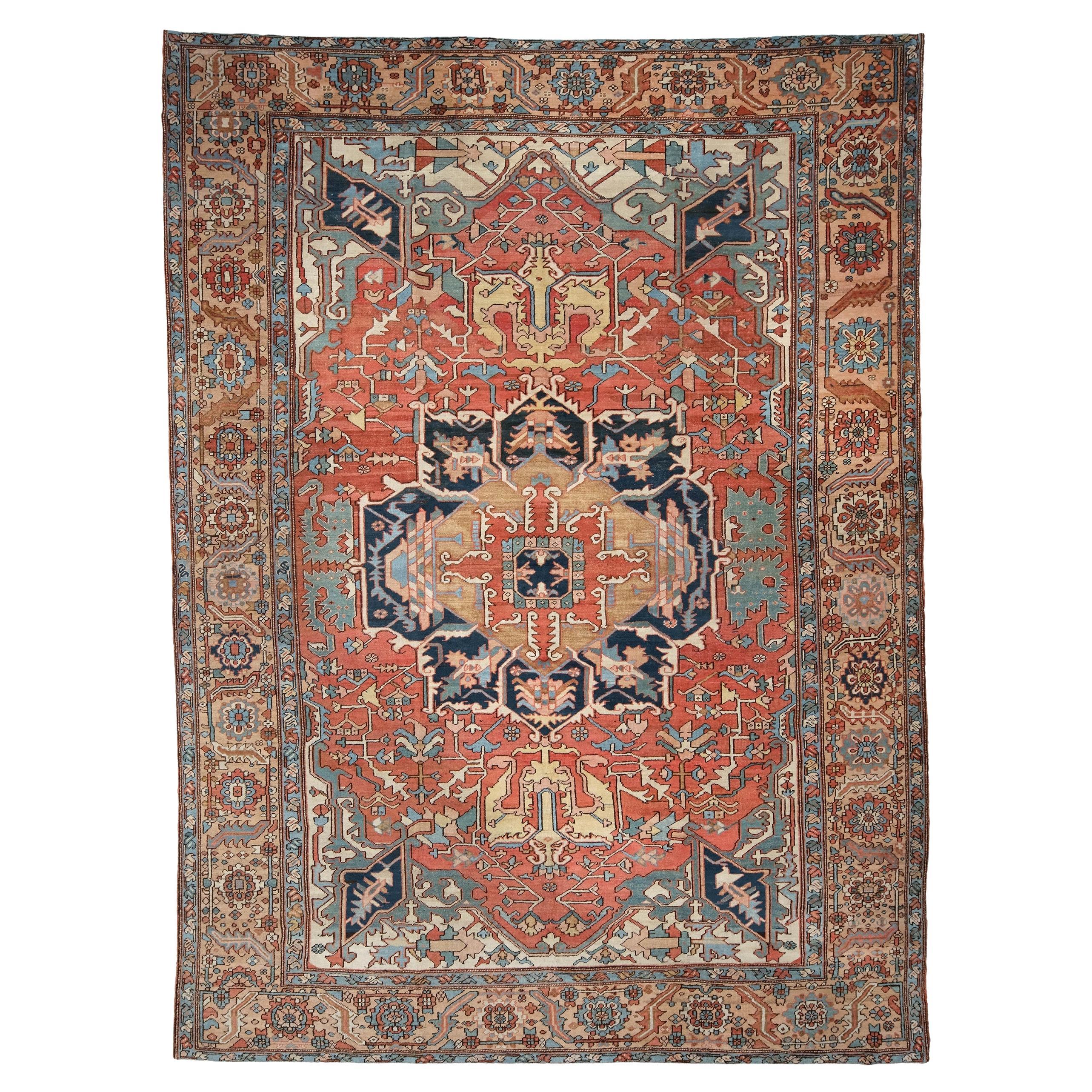 Late of 19th Century Antique Persian Heriz Carpet - Antique Wool Heriz Carpet