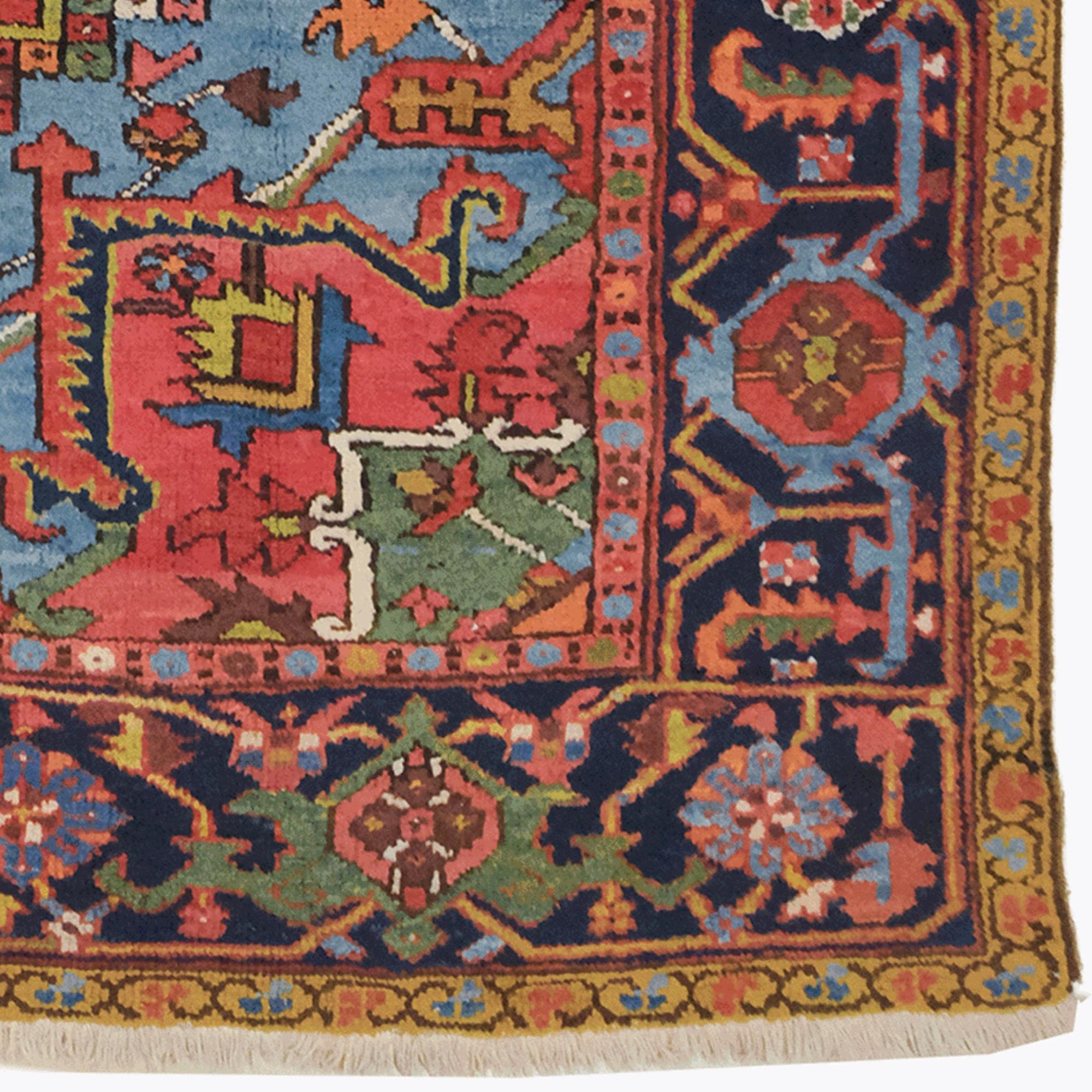 Fin du 19e siècle Tapis persan ancien Heriz Bon état - En vente à Sultanahmet, 34