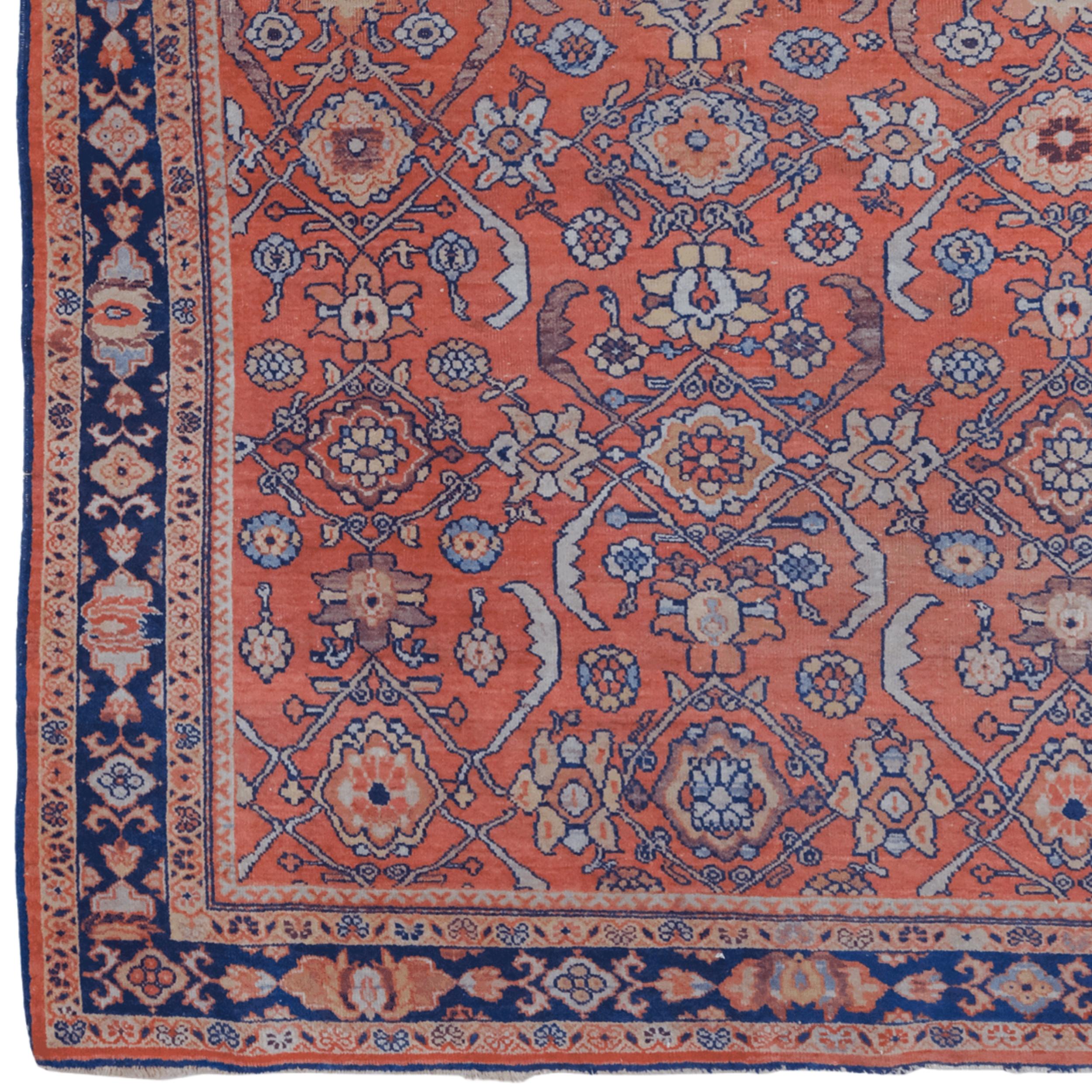 This rare antique Mahal carpet was meticulously woven in the late 19th century and has survived to the present day as one of the most distinguished examples of Persian carpet art. With its rich color palette, detailed patterns and timeless