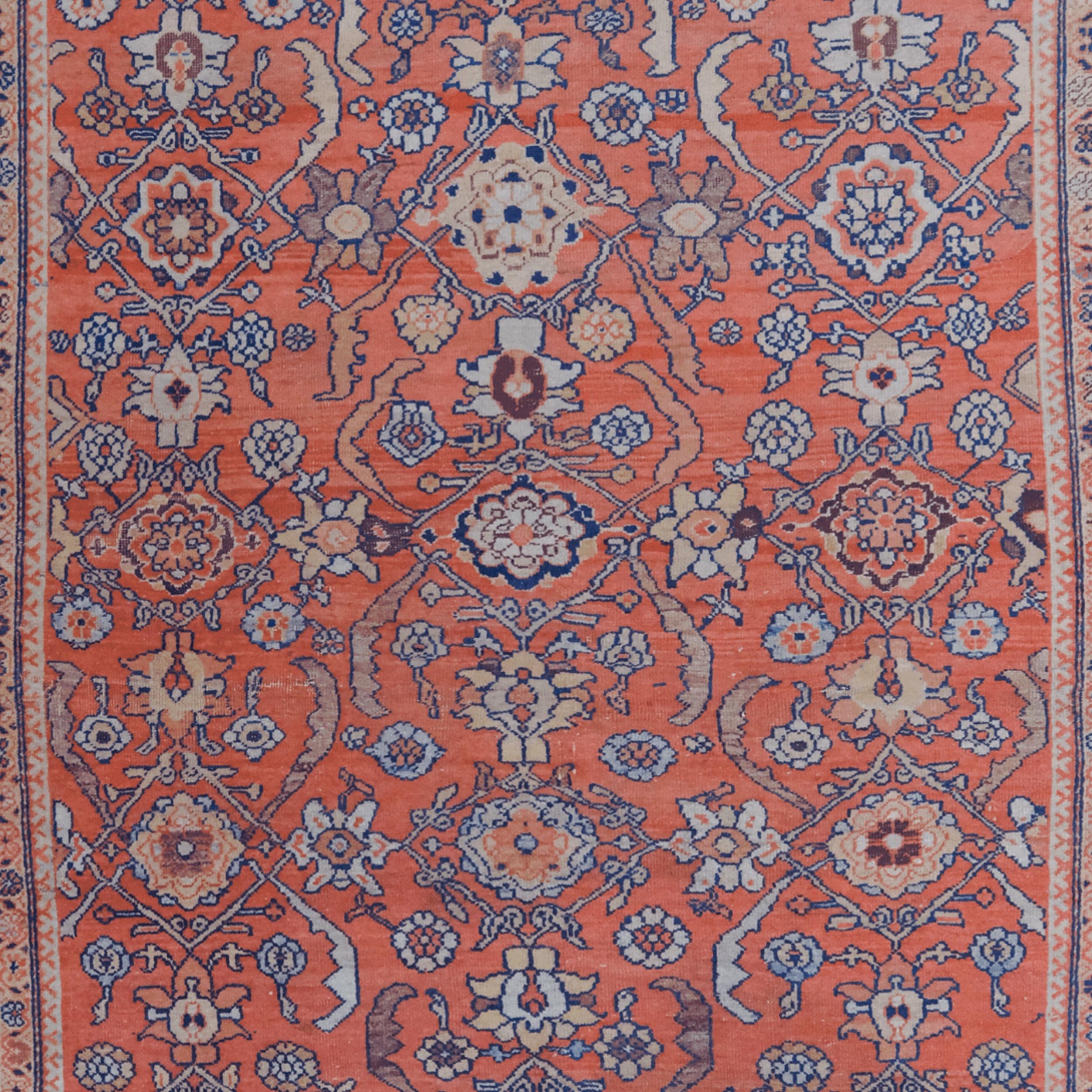 Hand-Woven Late of 19th Century Antique Persian Mahal Carpet For Sale