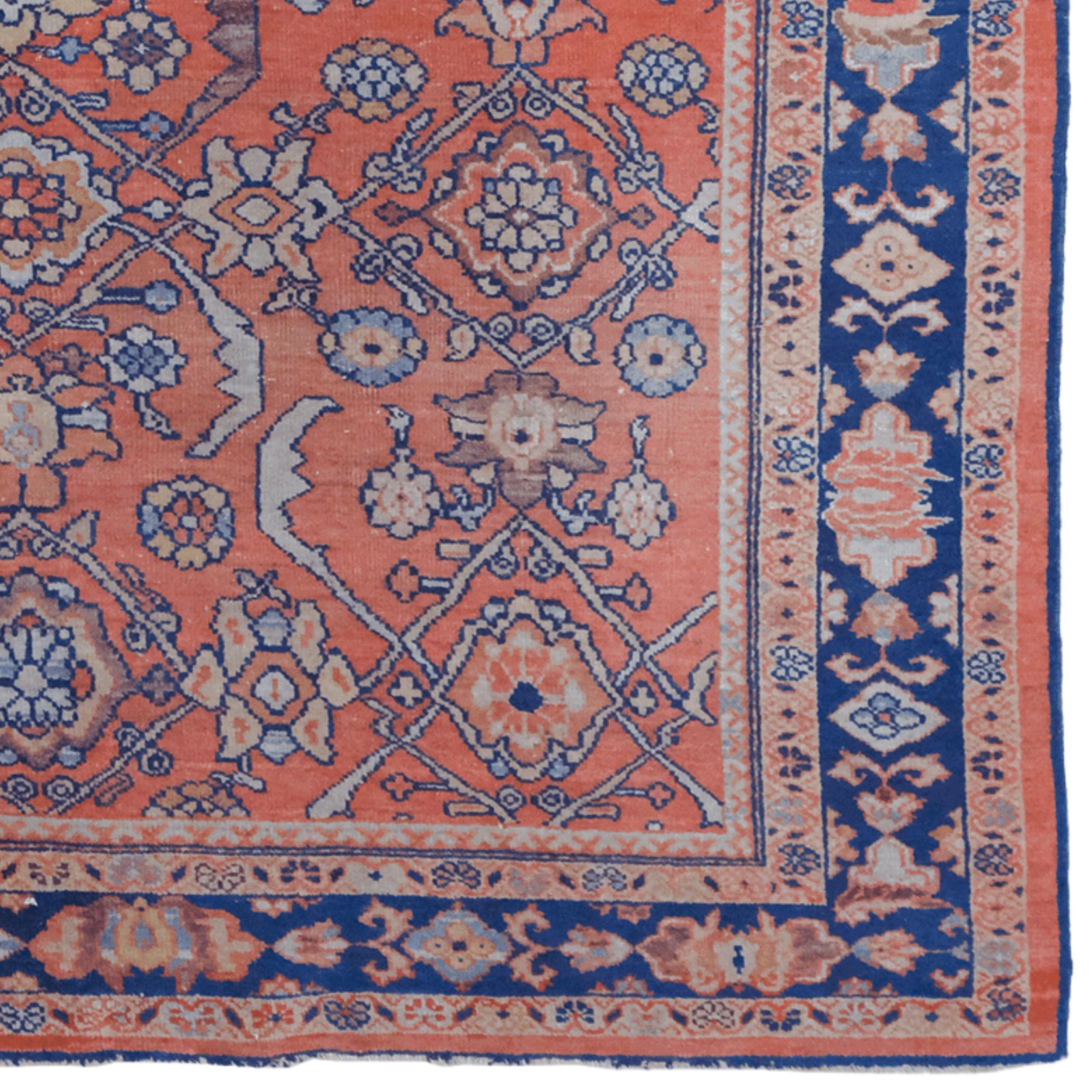 Wool Late of 19th Century Antique Persian Mahal Carpet For Sale