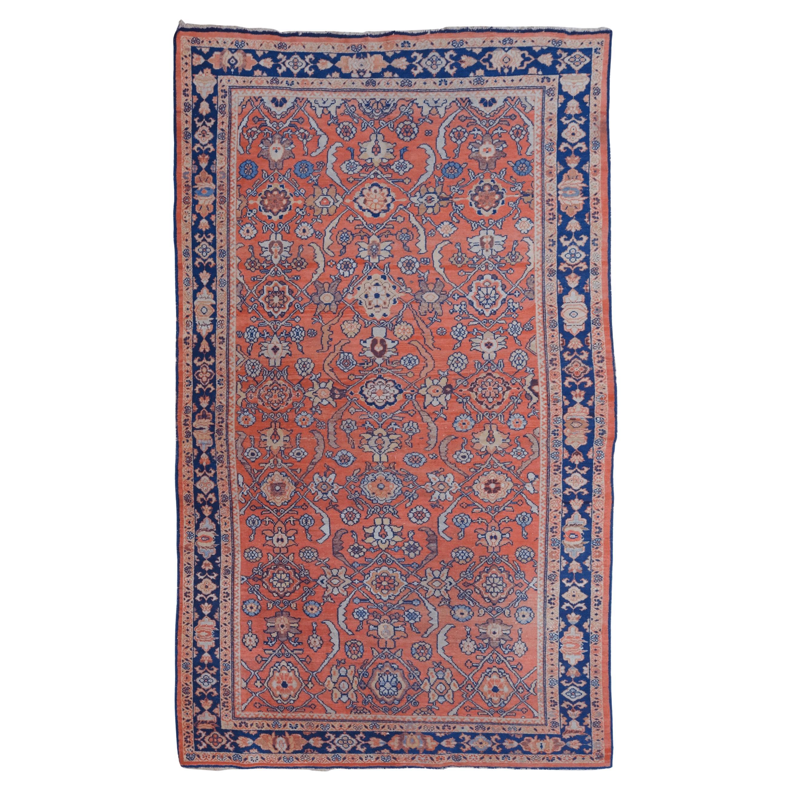 Late of 19th Century Antique Persian Mahal Carpet For Sale