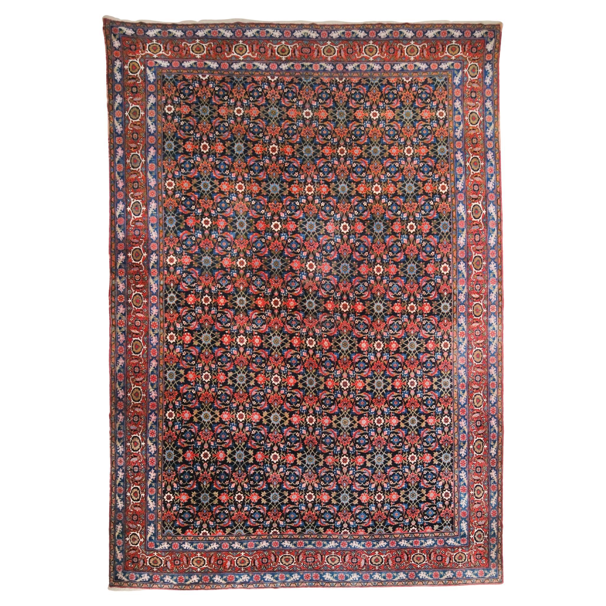 Late of 19th Century Antique Tebriz Carpet For Sale
