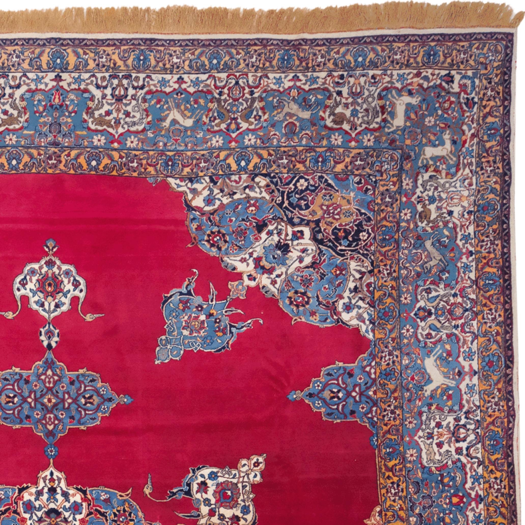 Hand-Woven Late of 19th Century Antique Tehran Carpet For Sale