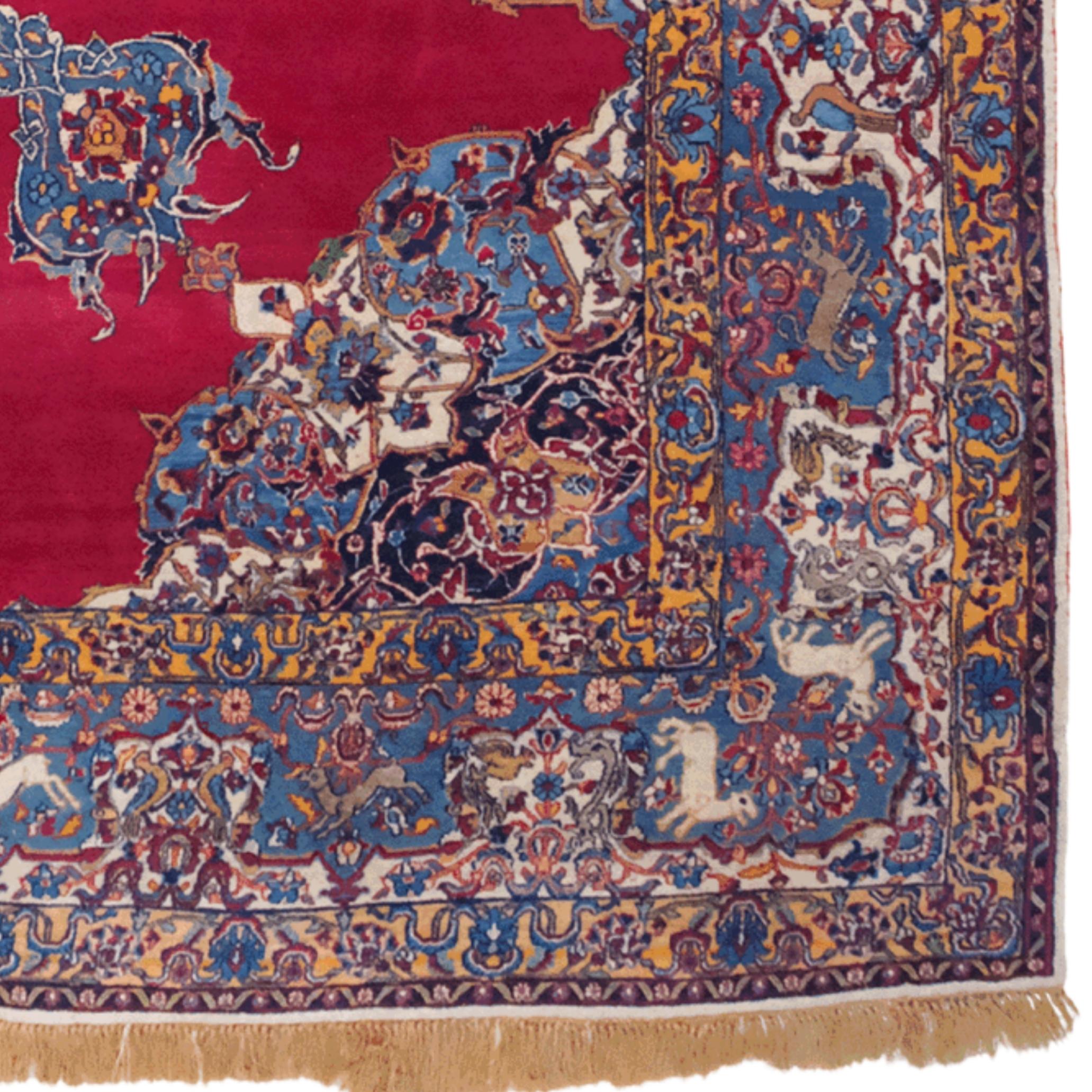Late of 19th Century Antique Tehran Carpet In Good Condition For Sale In Sultanahmet, 34