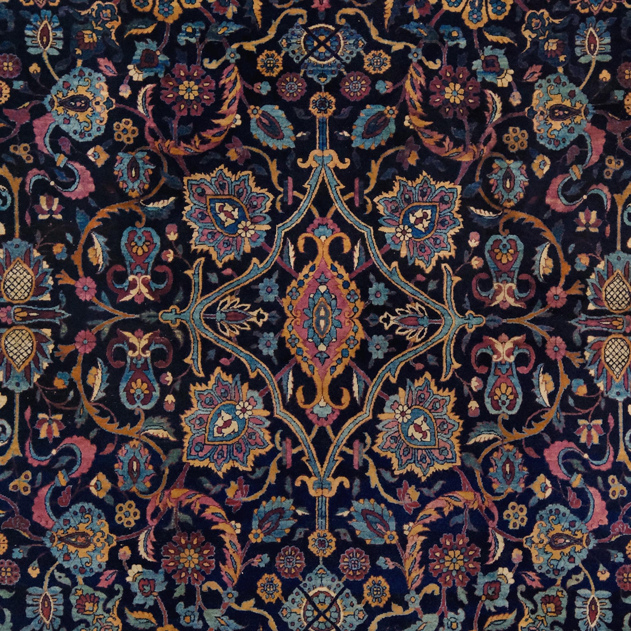 Persian Late of 19th Century Antique Yezd Carpet For Sale
