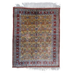 Late of 19th Century Heriz Silk Rug - Antique Heriz Rug, Antique Collectible Rug