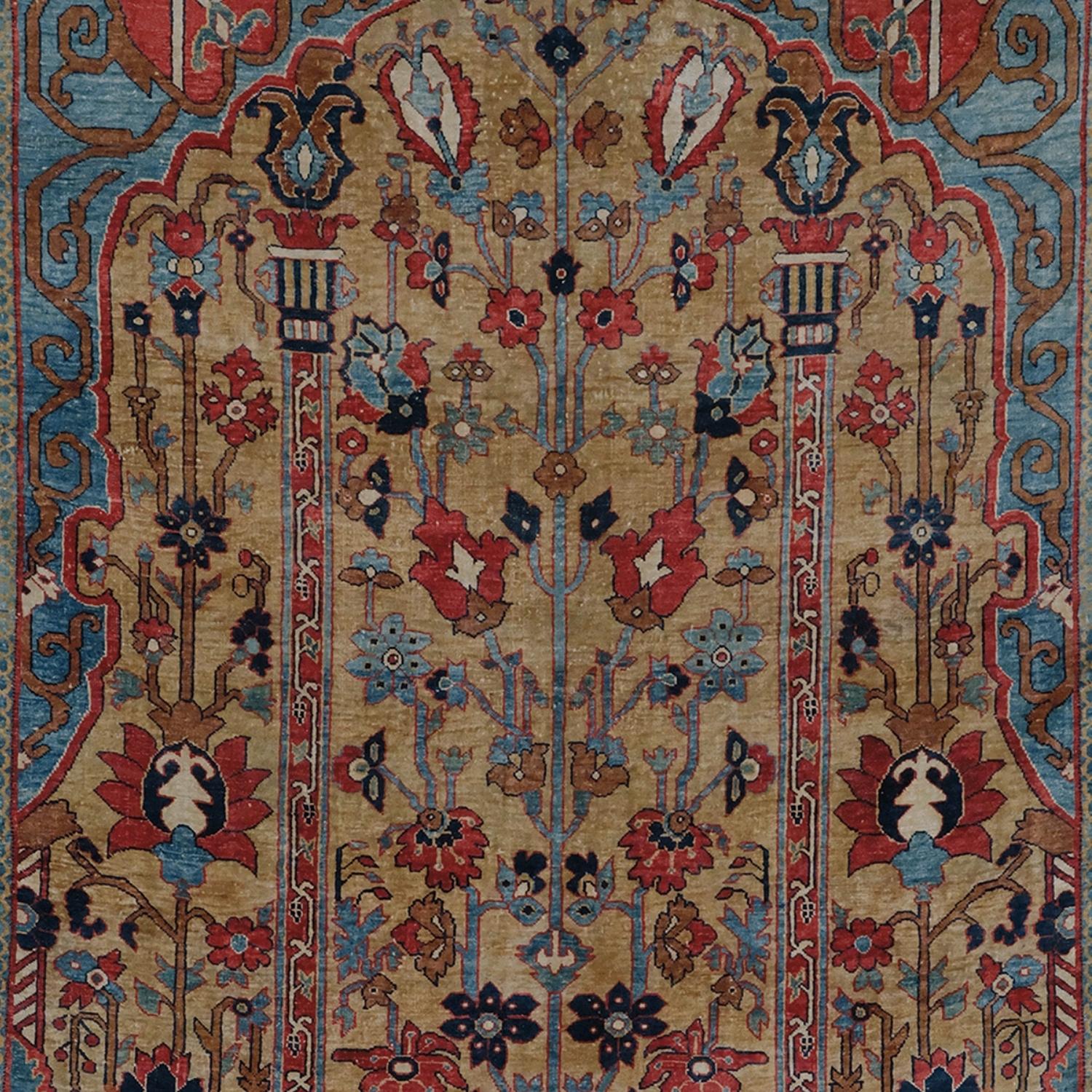 Persian Late of 19th Century Heriz Silk Rug - Antique Silk Heriz Rug, Antique Silk Rug For Sale