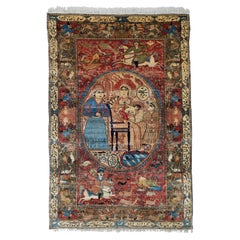 Late of 19th Century Mohteshem Keshan Pictorial Rug - Antique Rug