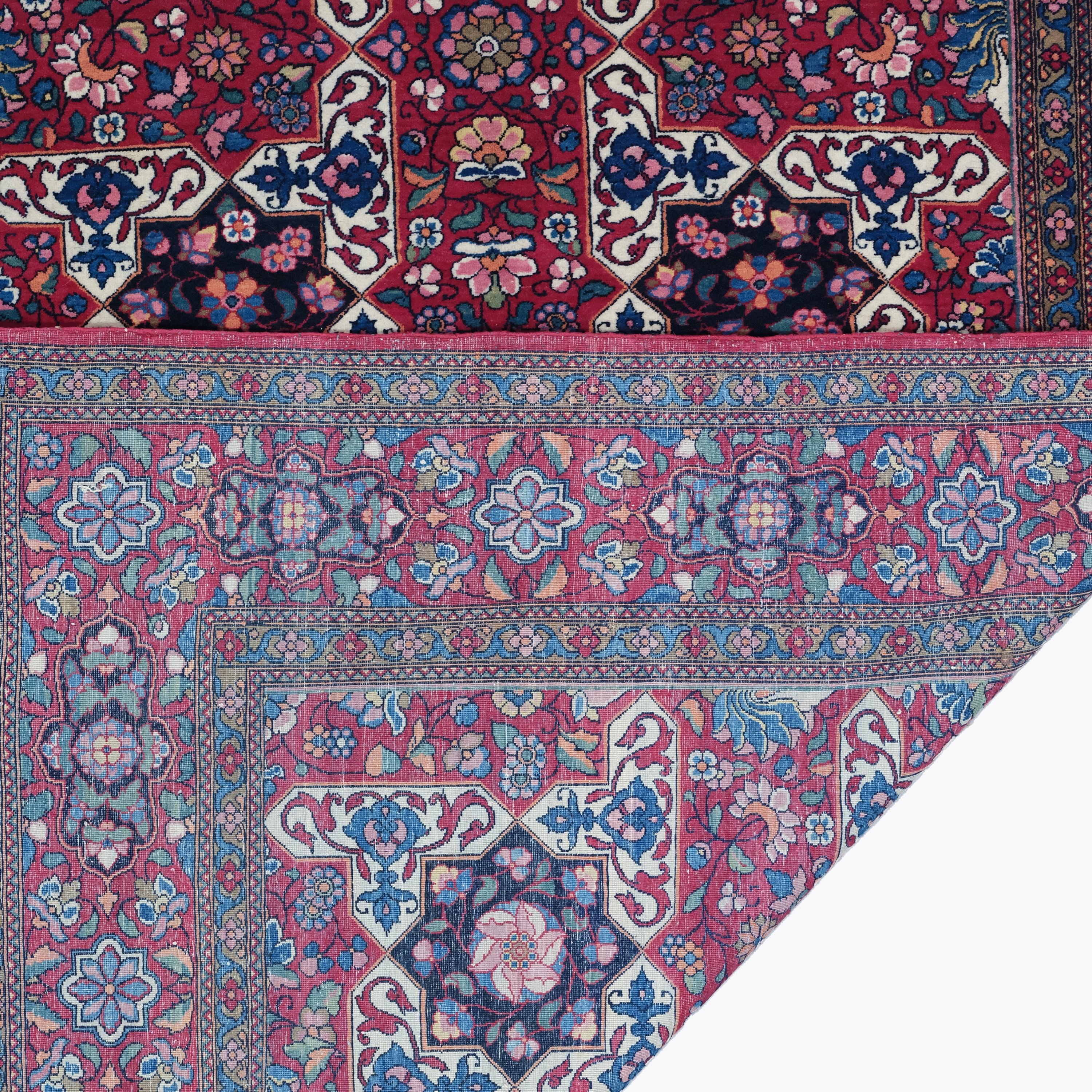 Late of 19th Century Persian Isfahan Rug - Antique Wool Rug, Wool Rug For Sale 3