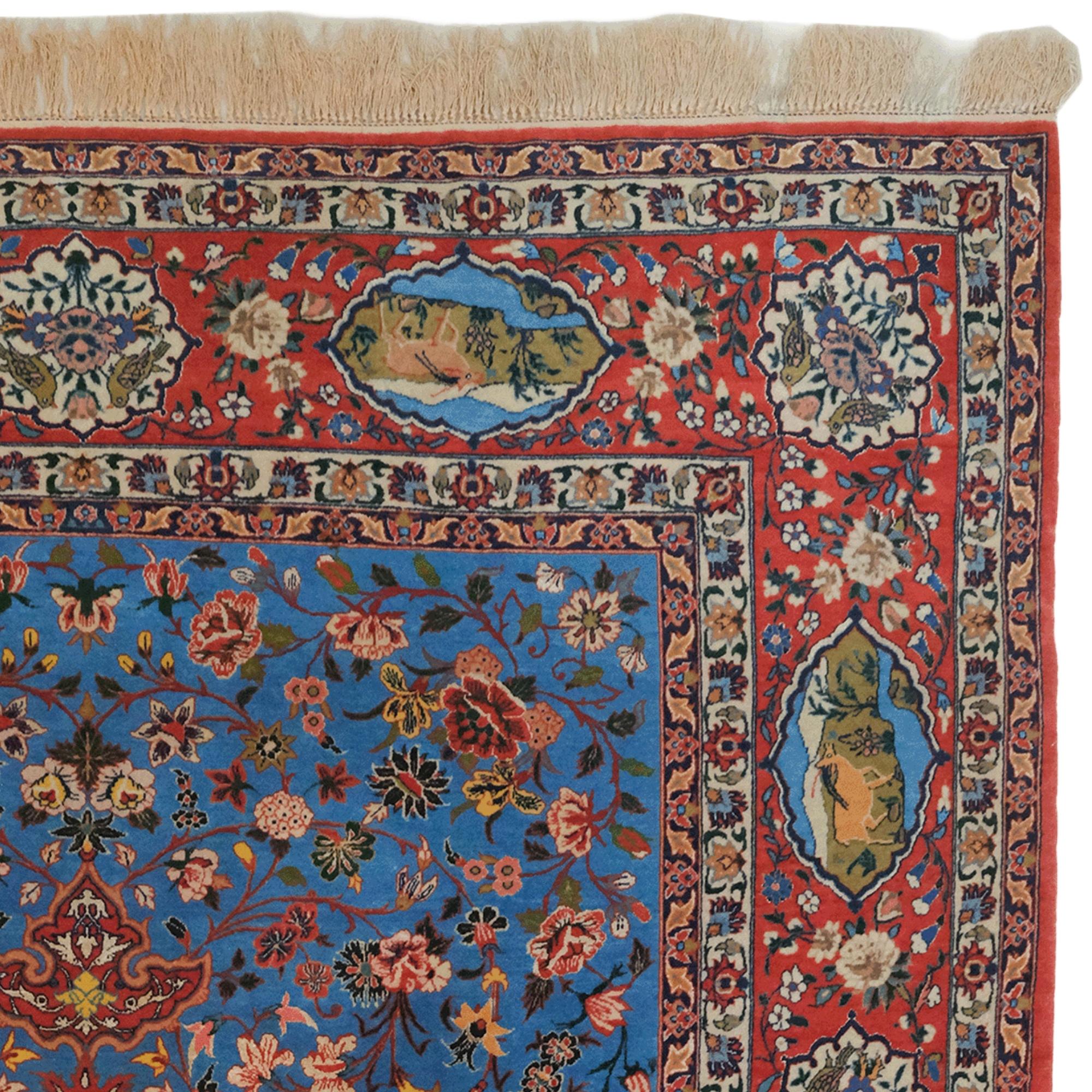 Tessuto a mano Tappeto Isfahan persiano della fine del XIX secolo in vendita