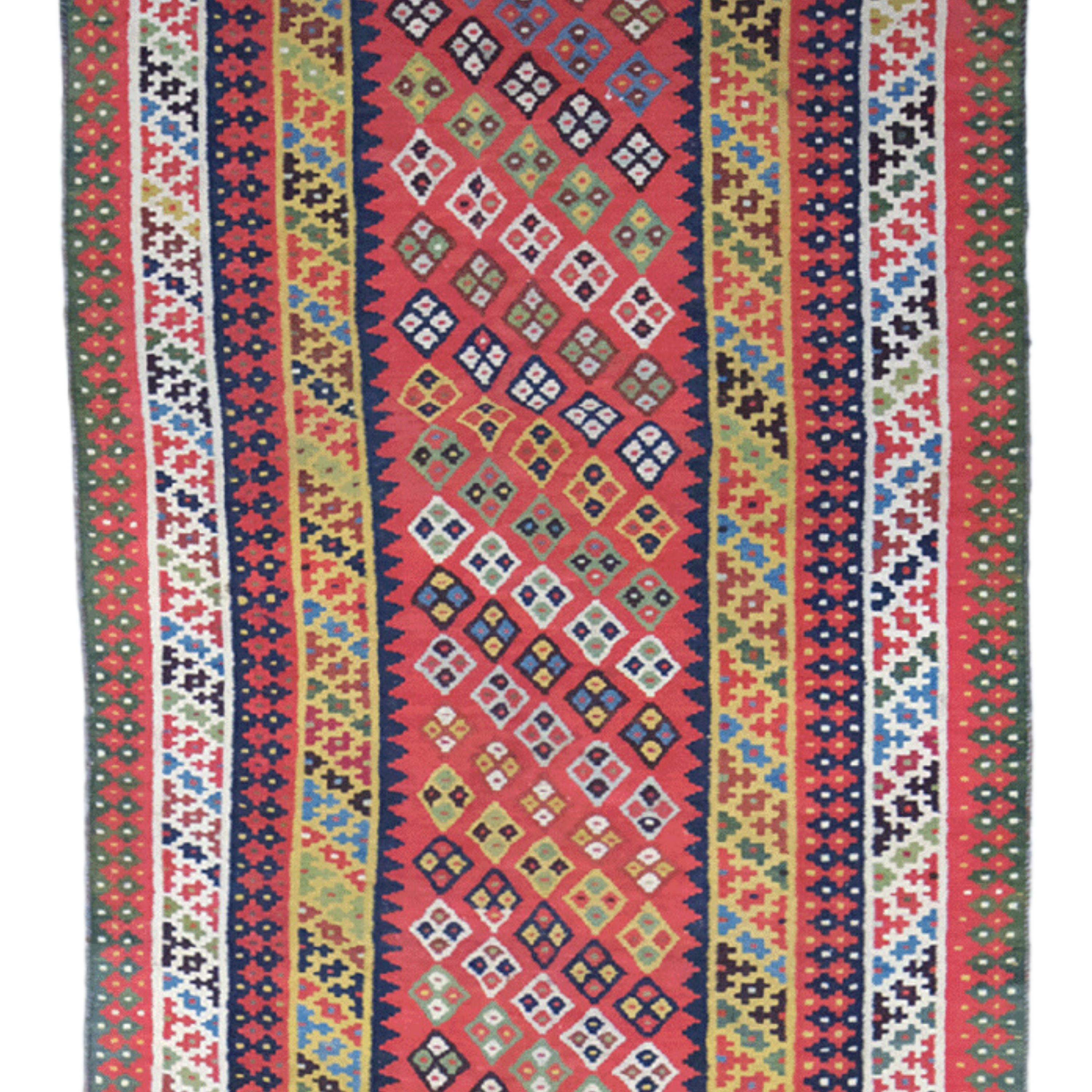 Persian Late of 19th Century Qashqai Kilim - Antique Runner, Antique Kilim For Sale