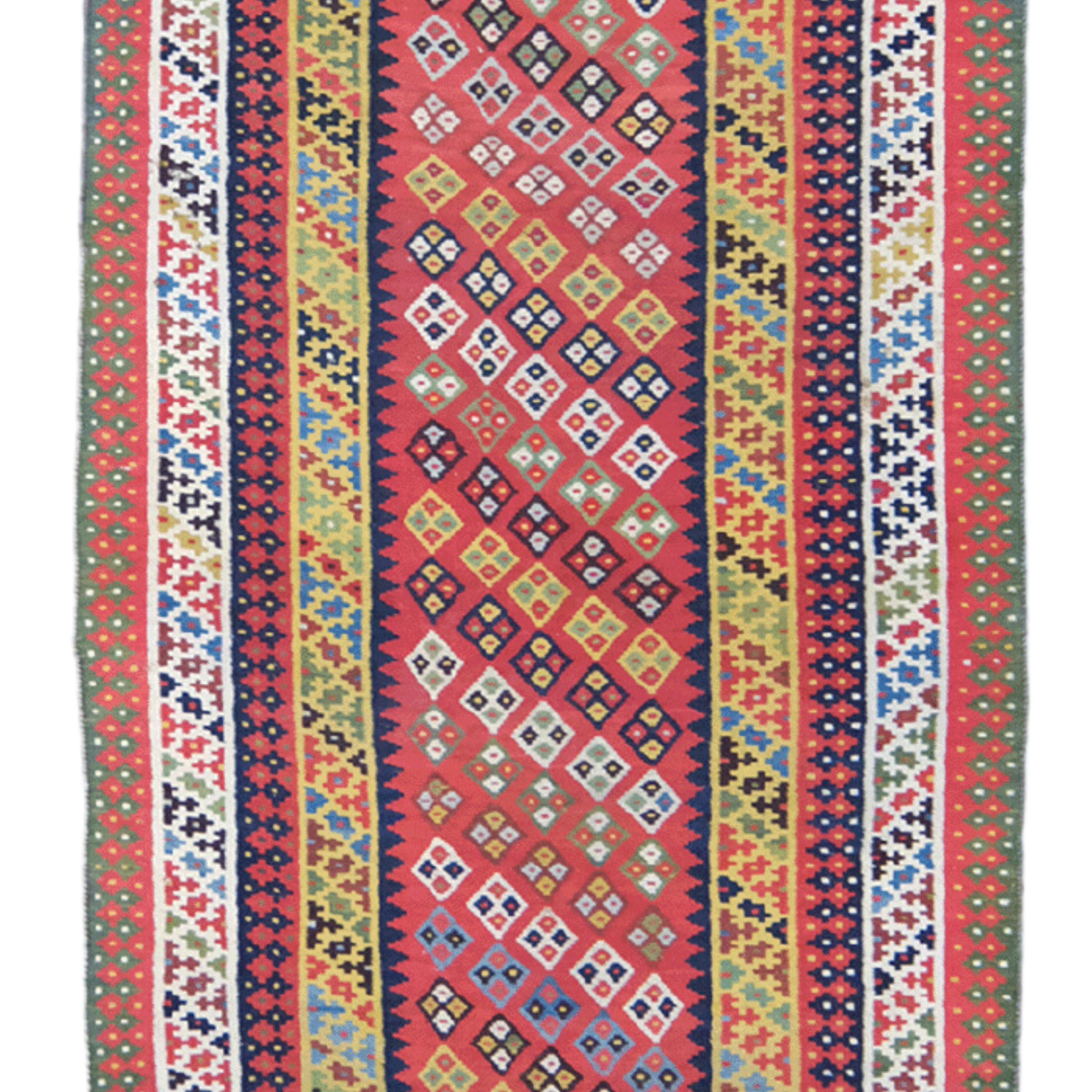 Late of 19th Century Qashqai Kilim - Antique Runner, Antique Kilim In Good Condition For Sale In Sultanahmet, 34