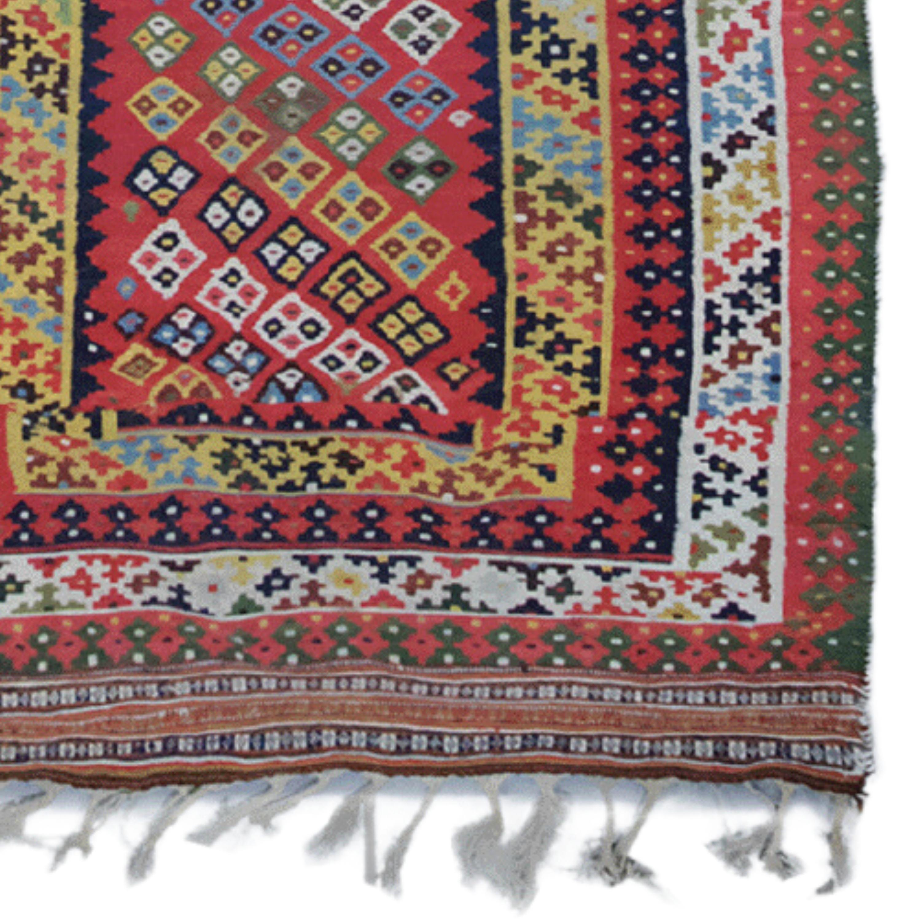 Late of 19th Century Qashqai Kilim - Antique Runner, Antique Kilim For Sale 1