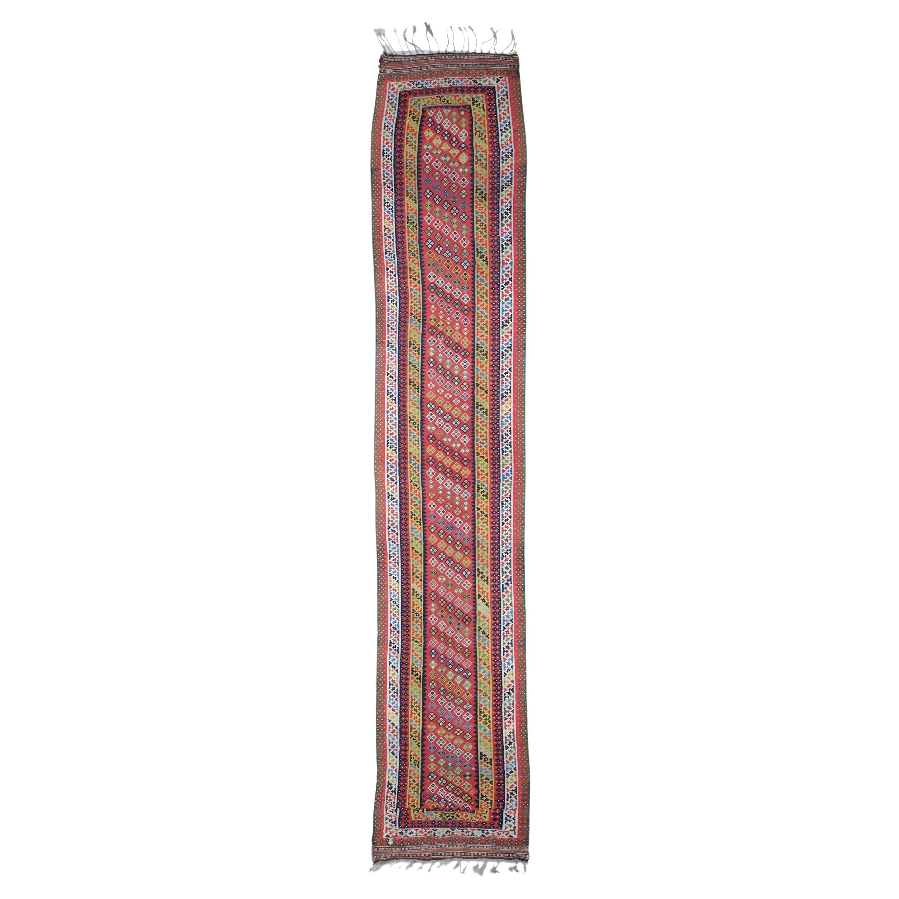 Late of 19th Century Qashqai Kilim - Antique Runner, Antique Kilim For Sale