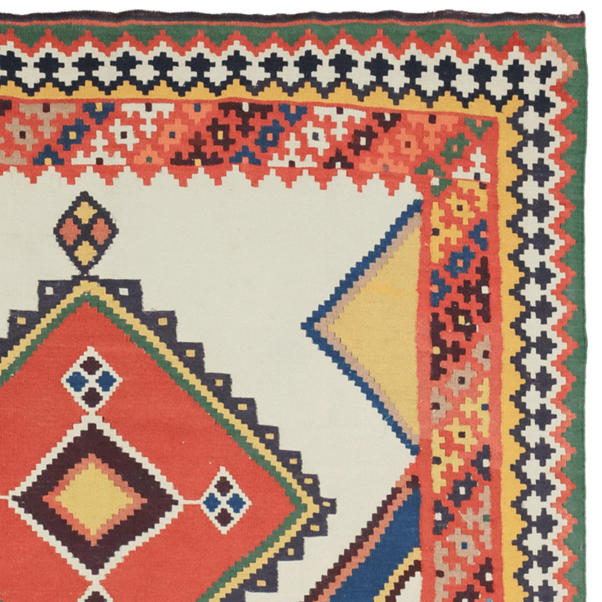 Hand-Woven Late of 19th Century Qashqai Kilim For Sale