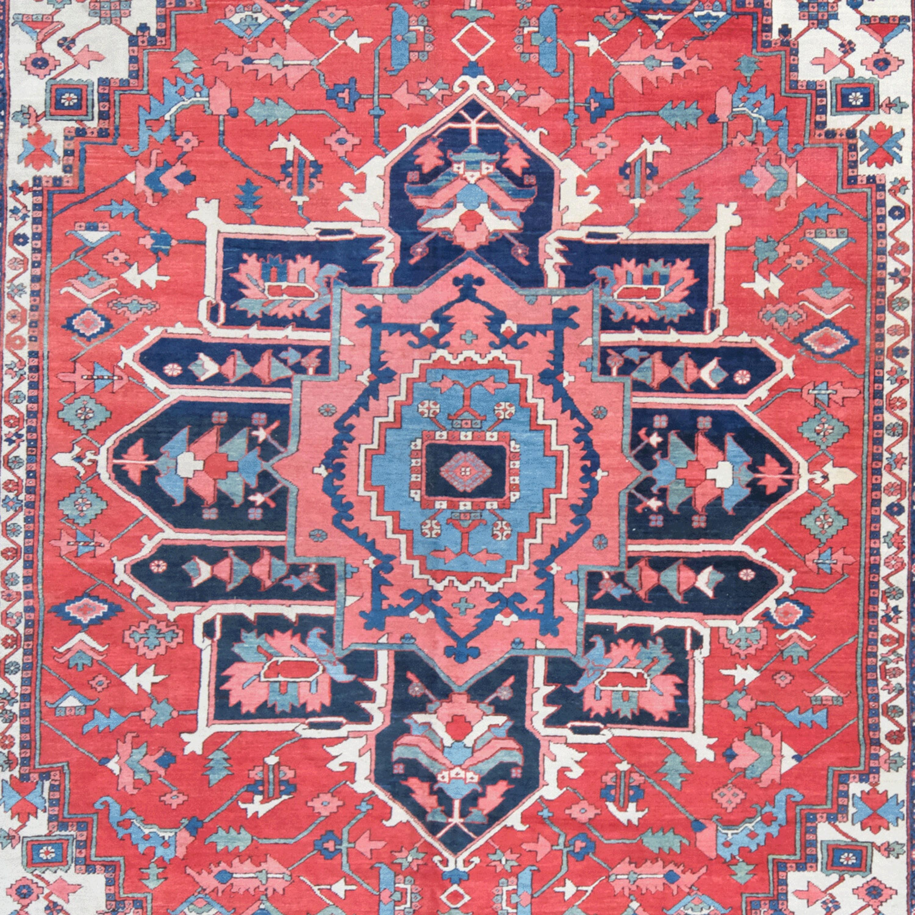 Alfombra Serapi Finales del Siglo XIX - Alfombra Persa Antigua Serapi, Alfombra de Lana en Bueno estado para la venta en Sultanahmet, 34