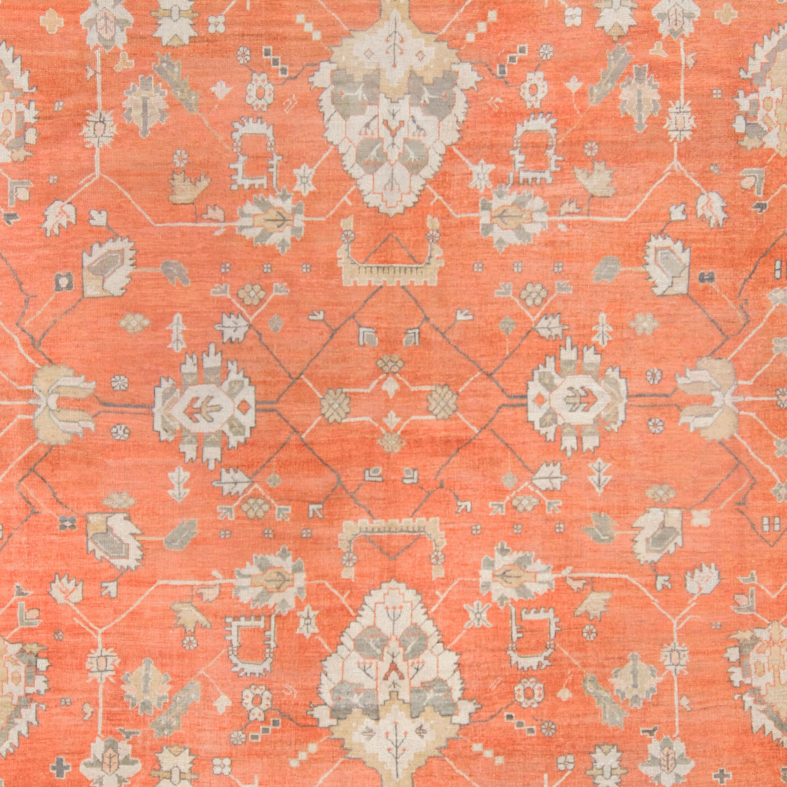 Turkish Late of 19th Century Ushak Carpet - Antique Anatolian Carpet For Sale