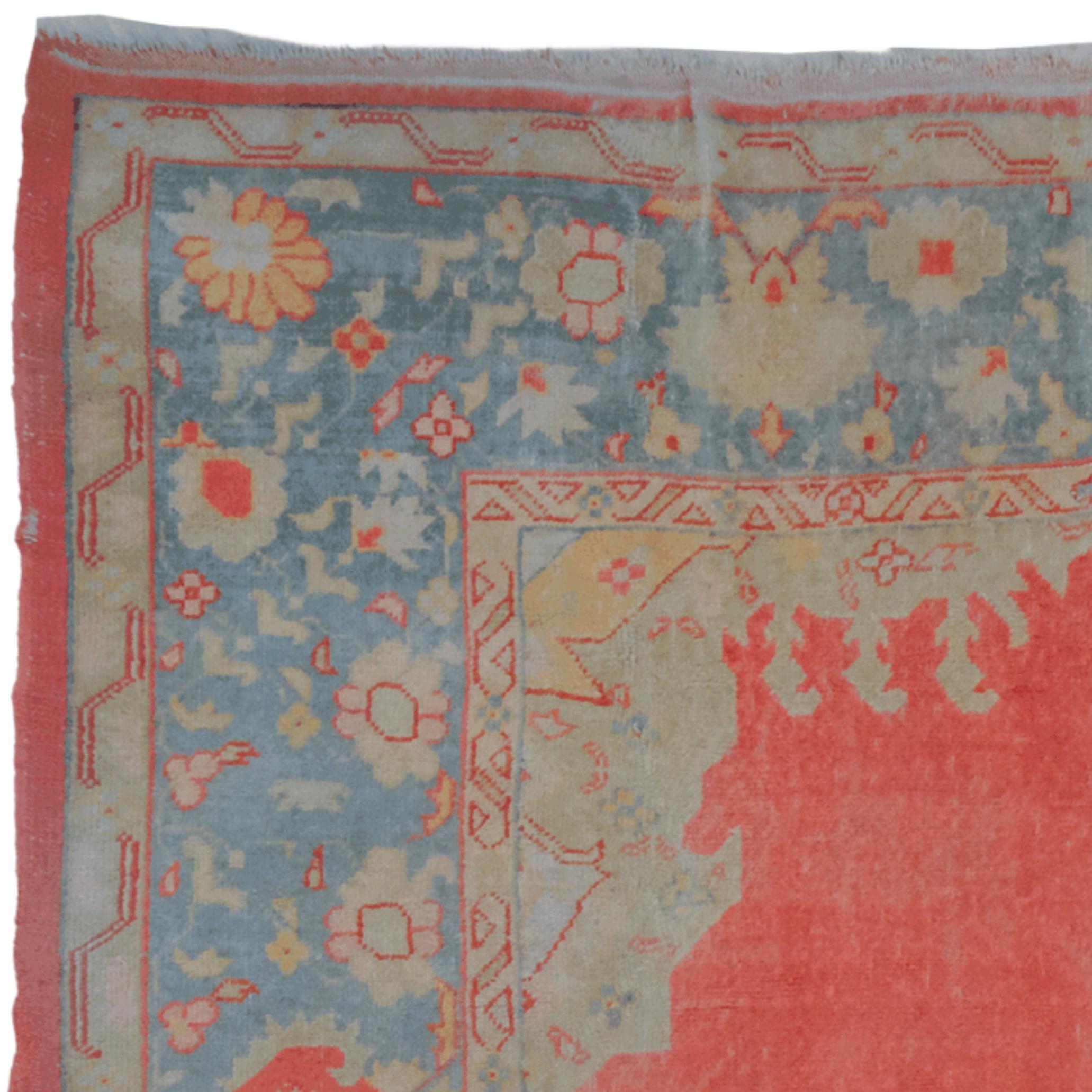Wool Late of 19th Century Ushak Carpet For Sale