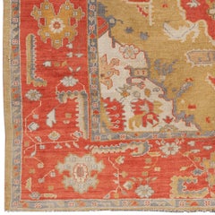 Late of 19th Century Ushak Carpet - Vintage Wool Ushak Carpet