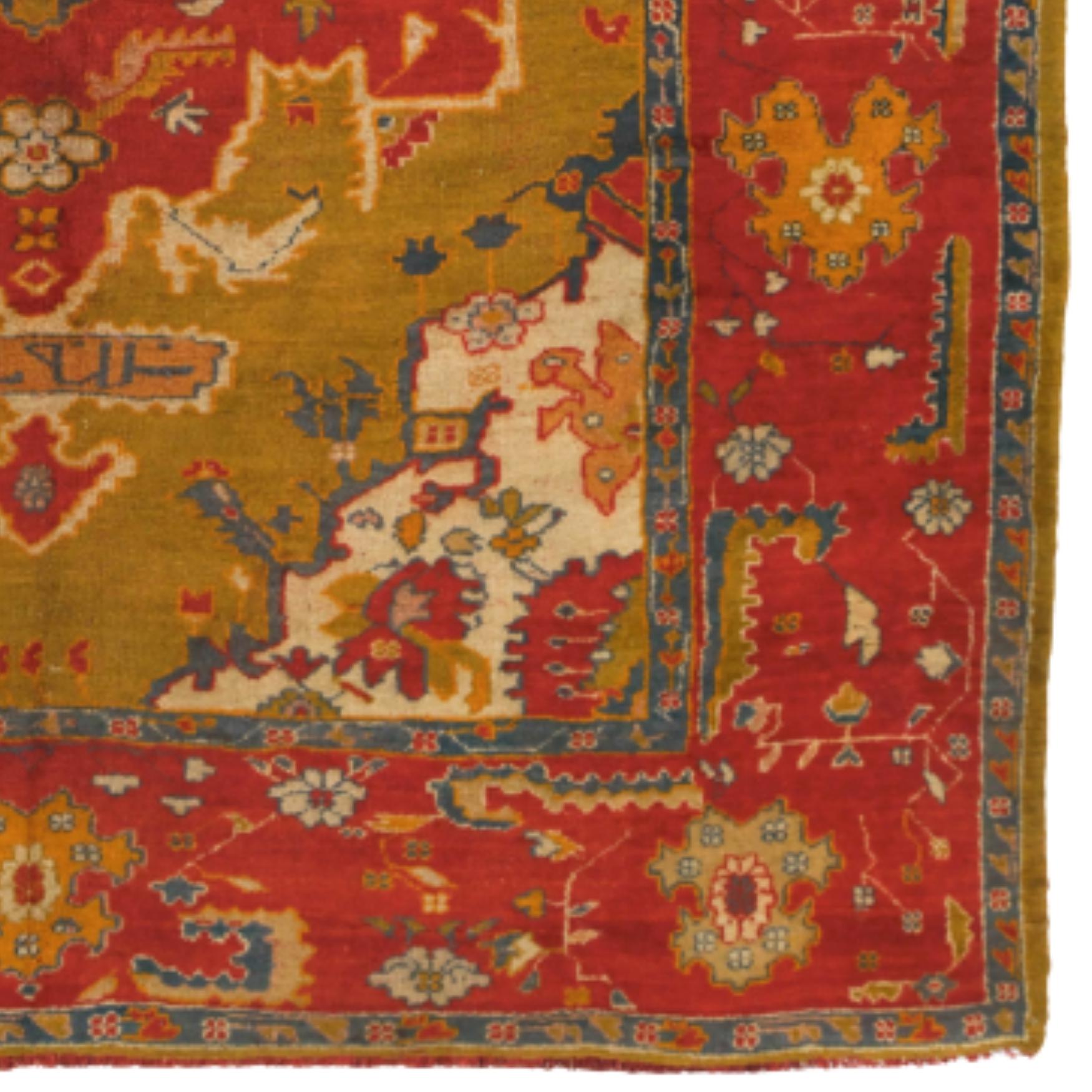 Tappeto Ushak della fine del XIX secolo - Tappeto Ushak in lana vintage In condizioni buone in vendita a Sultanahmet, 34
