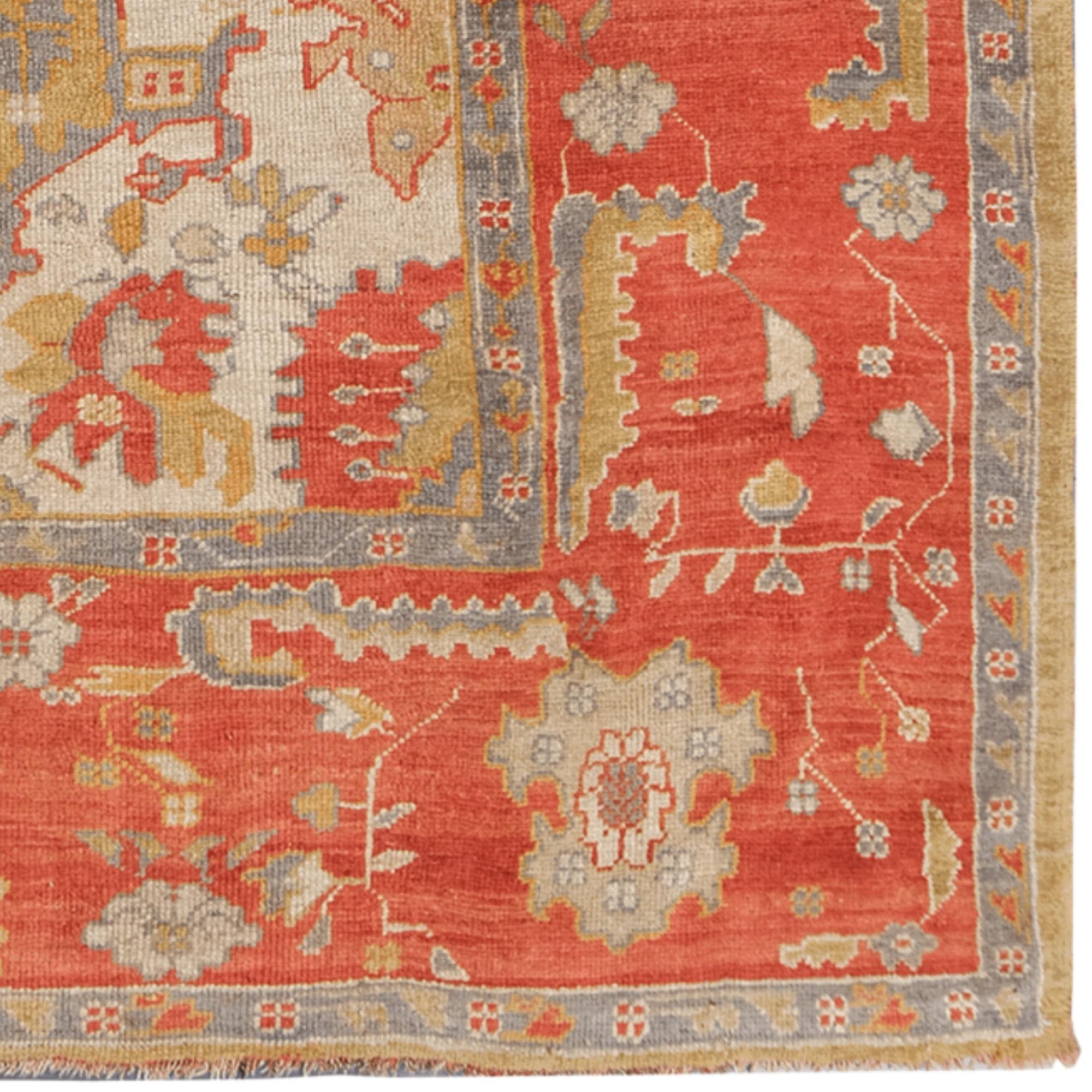 Tappeto Ushak della fine del XIX secolo - Tappeto Ushak in lana vintage In condizioni buone in vendita a Sultanahmet, 34